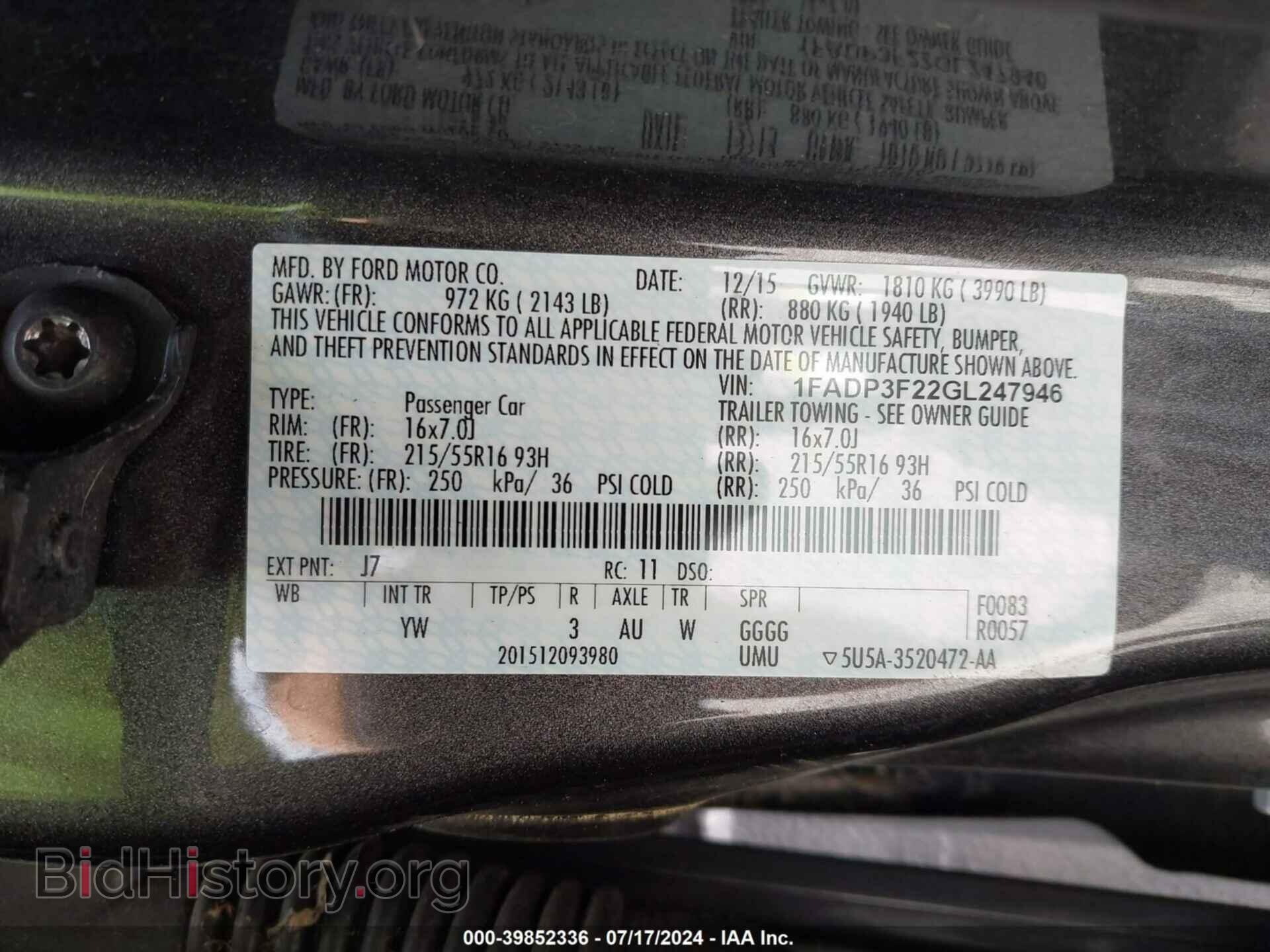 2016 FORD FOCUS - VIN: 1FADP3F22GL247946 - Photo 9