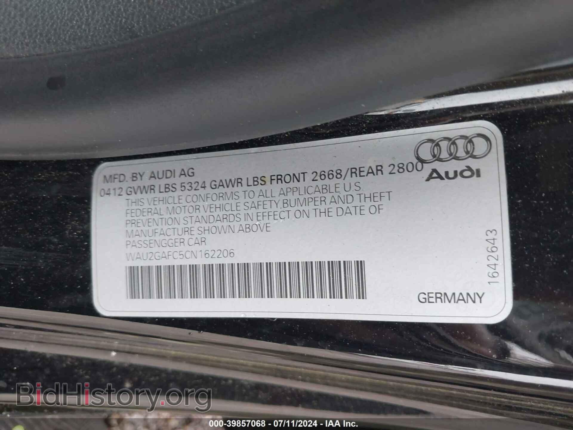 2012 AUDI A7 - VIN: WAU2GAFC5CN162206 - Фото 9
