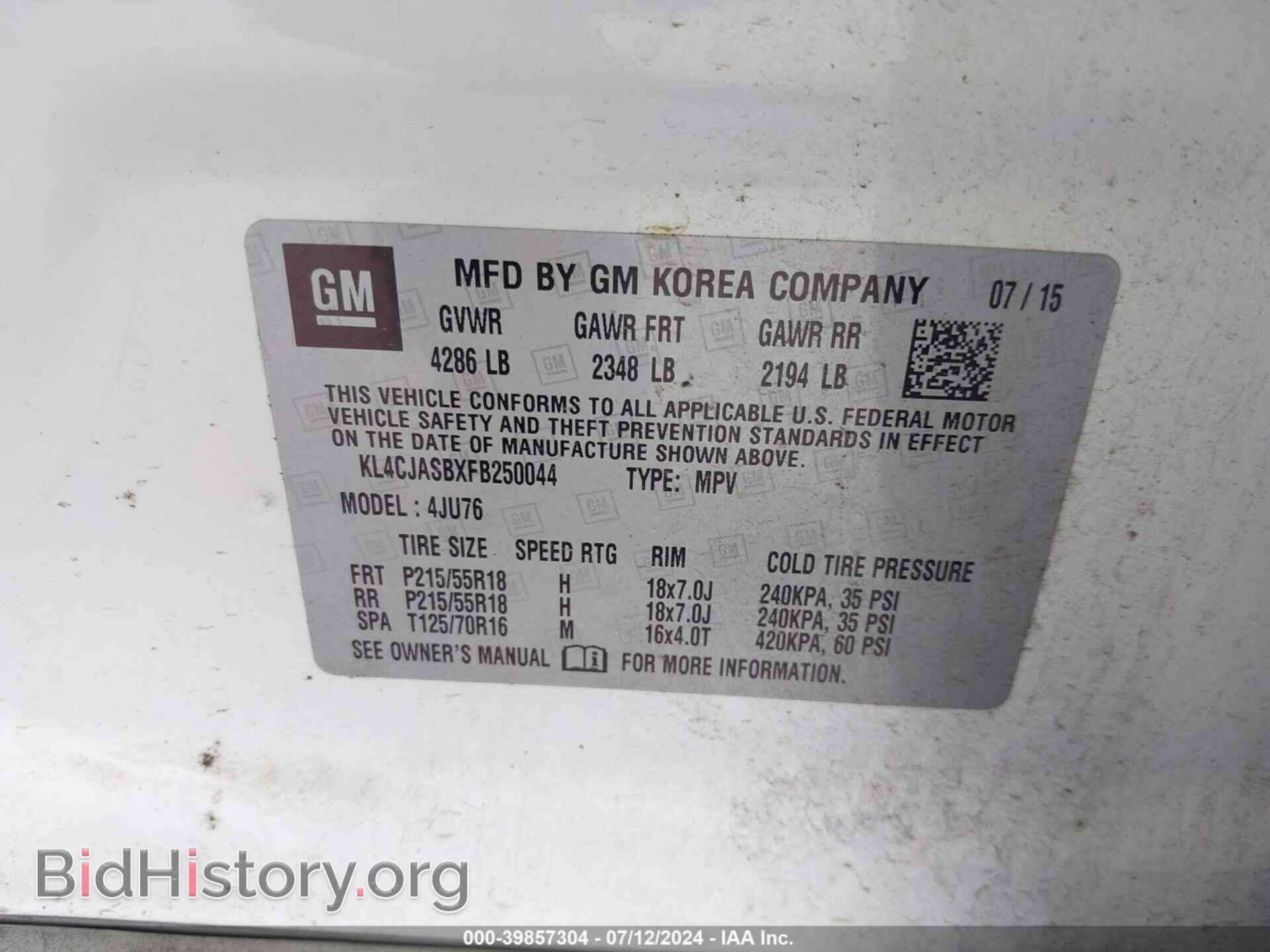 2015 BUICK ENCORE - VIN: KL4CJASBXFB250044 - Photo 9