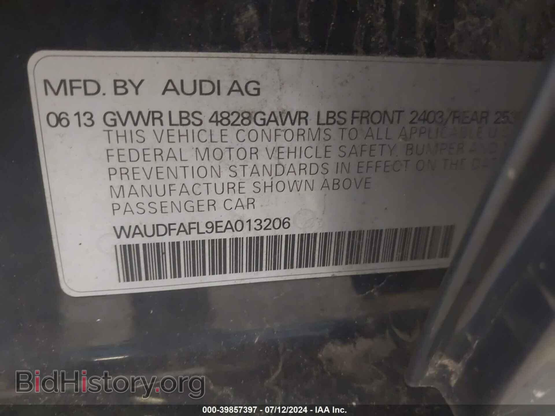 2014 AUDI A4 - VIN: WAUDFAFL9EA013206 - Фото 9