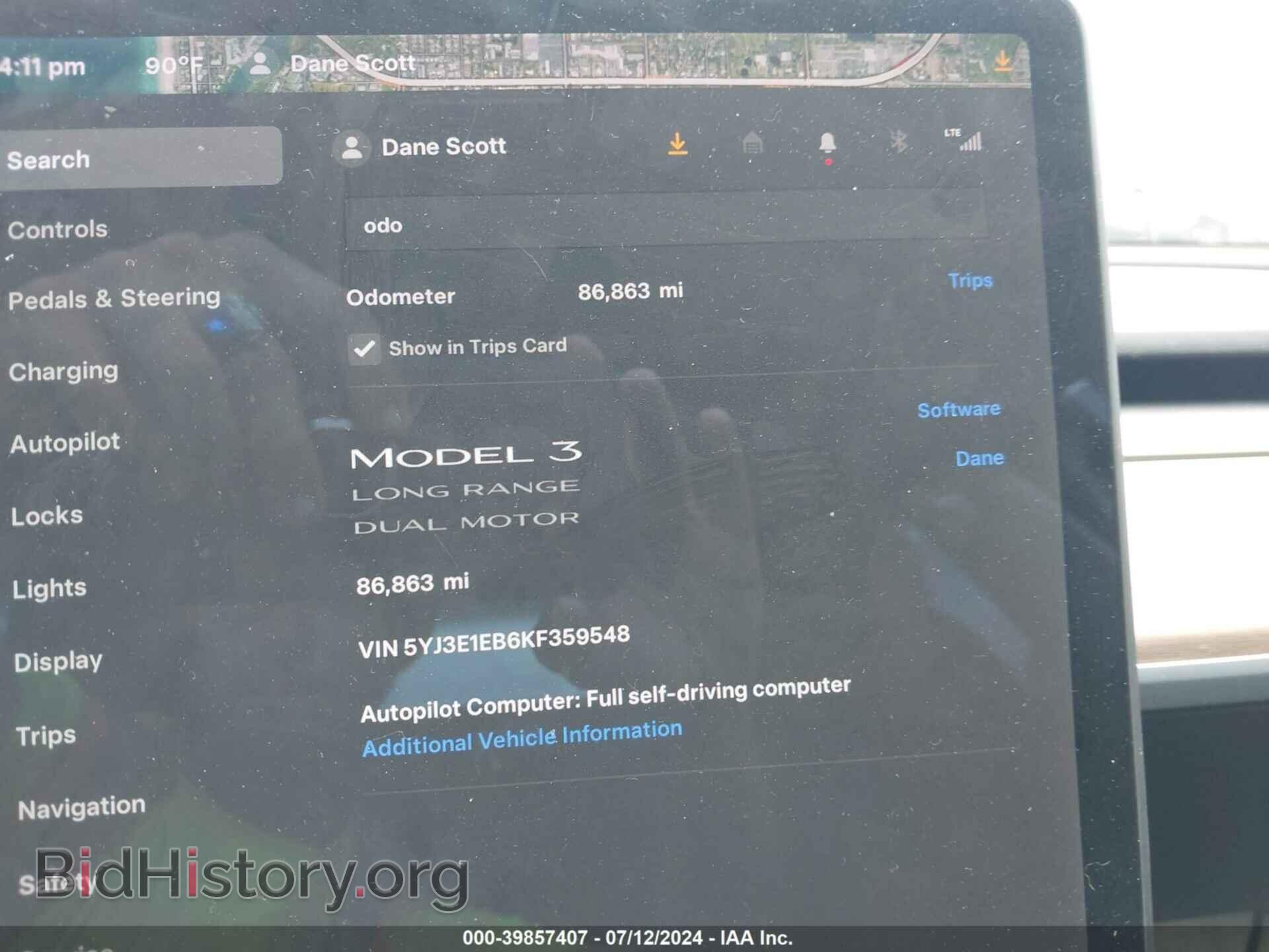 2019 TESLA MODEL 3 - VIN: 5YJ3E1EB6KF359548 - Фото 7