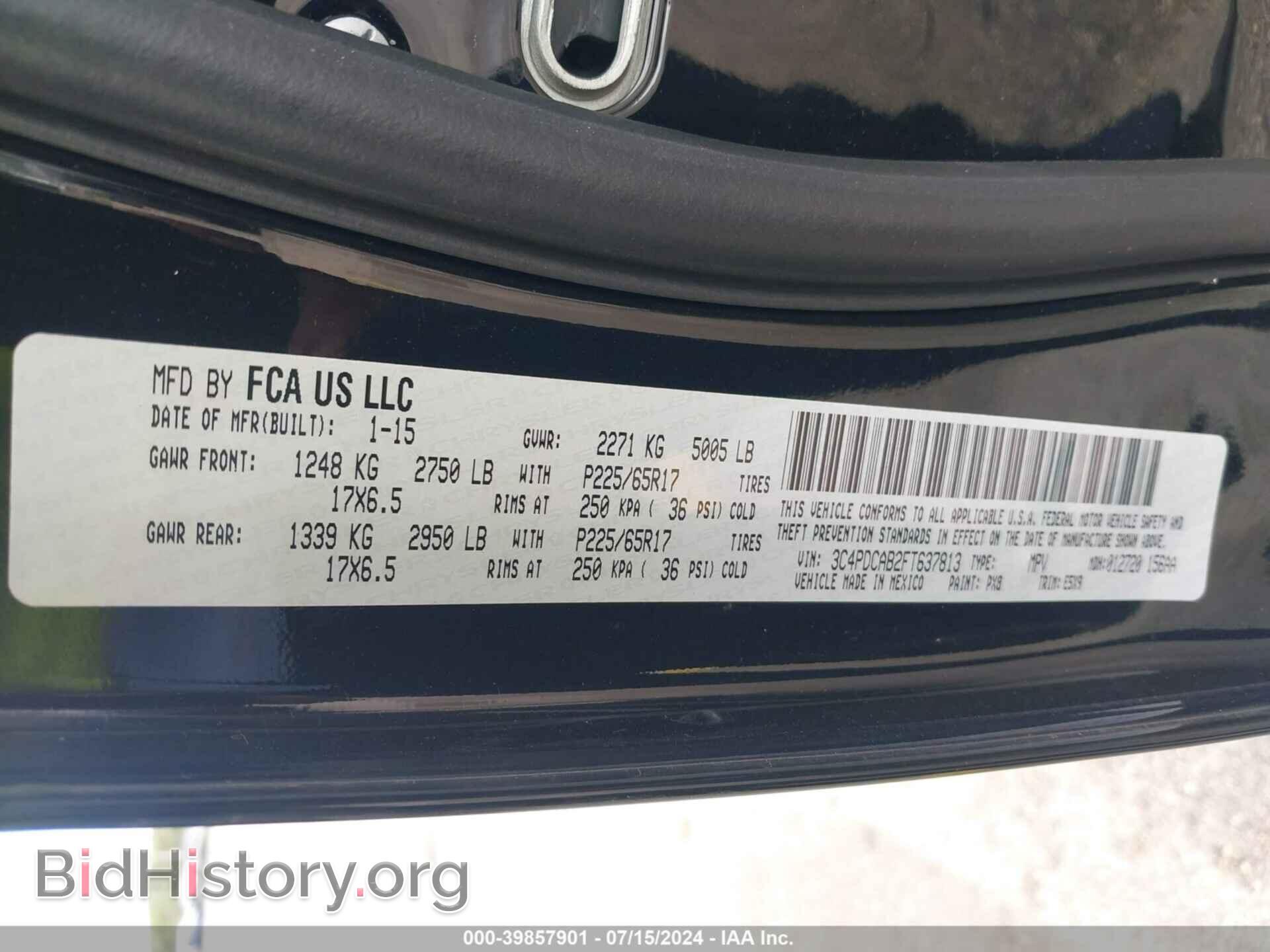 2015 DODGE JOURNEY - VIN: 3C4PDCAB2FT637813 - Photo 9