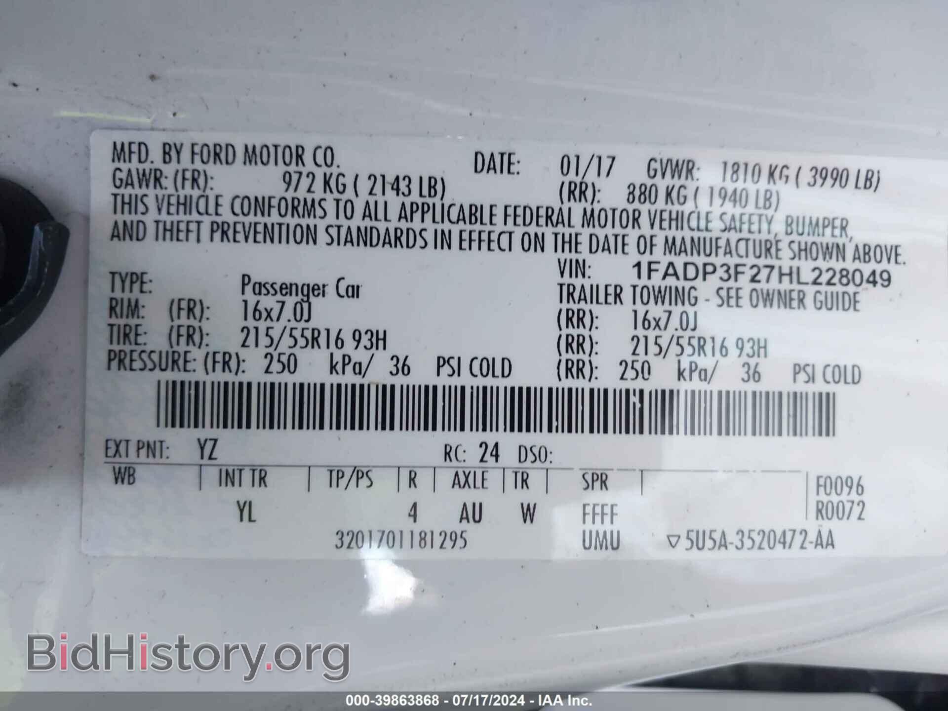 2017 FORD FOCUS - VIN: 1FADP3F27HL228049 - Фото 9
