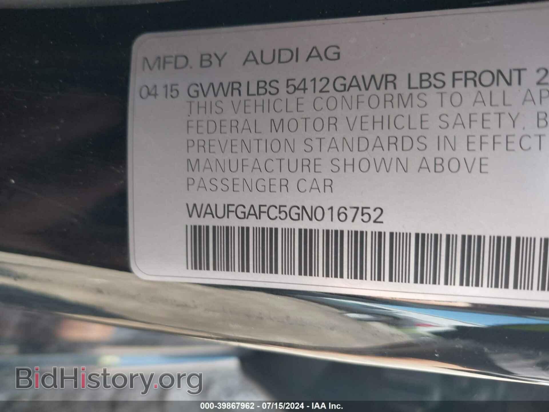 2016 AUDI A6 - VIN: WAUFGAFC5GN016752 - Фото 9