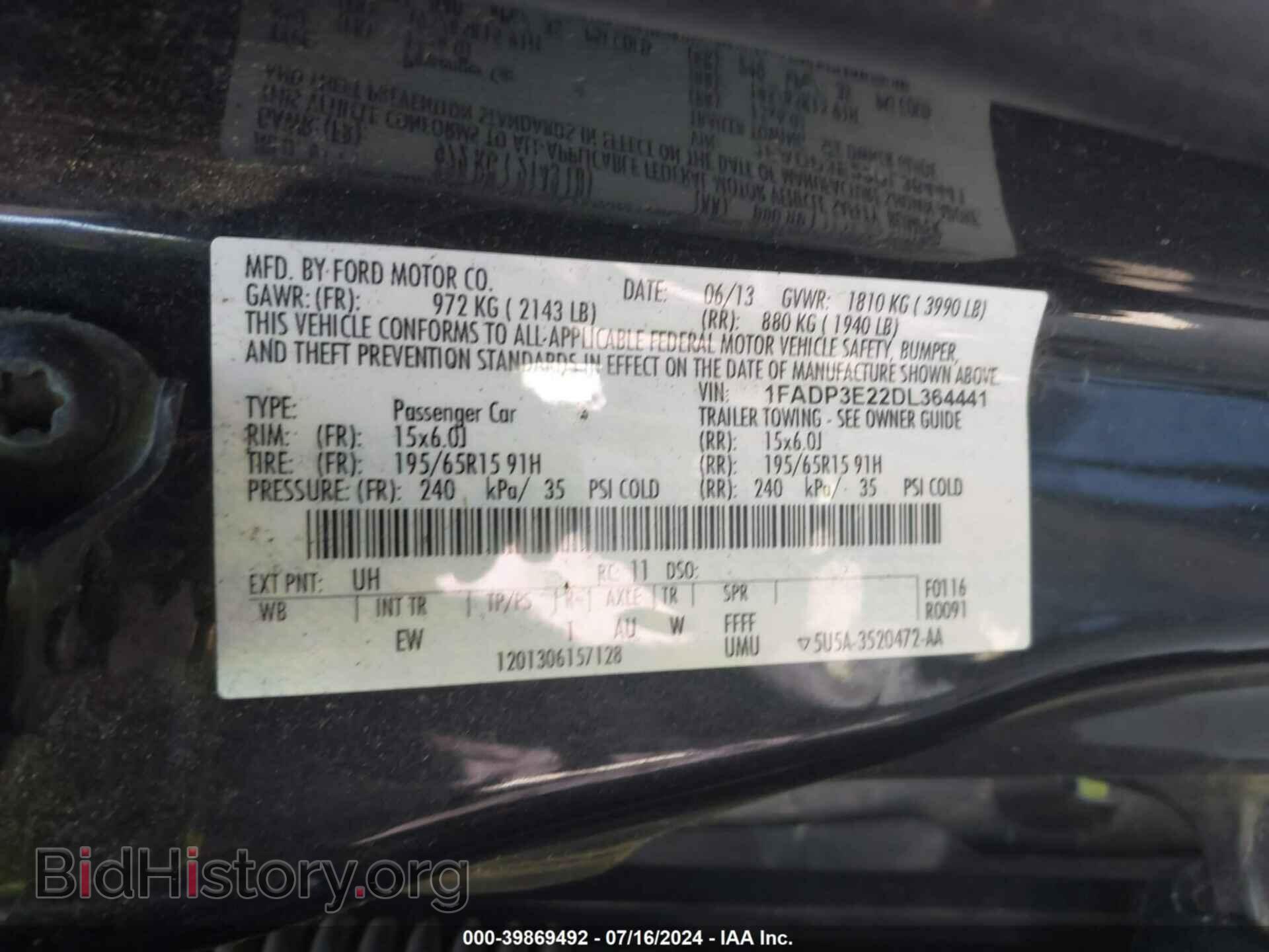 2013 FORD FOCUS - VIN: 1FADP3E22DL364441 - Фото 9