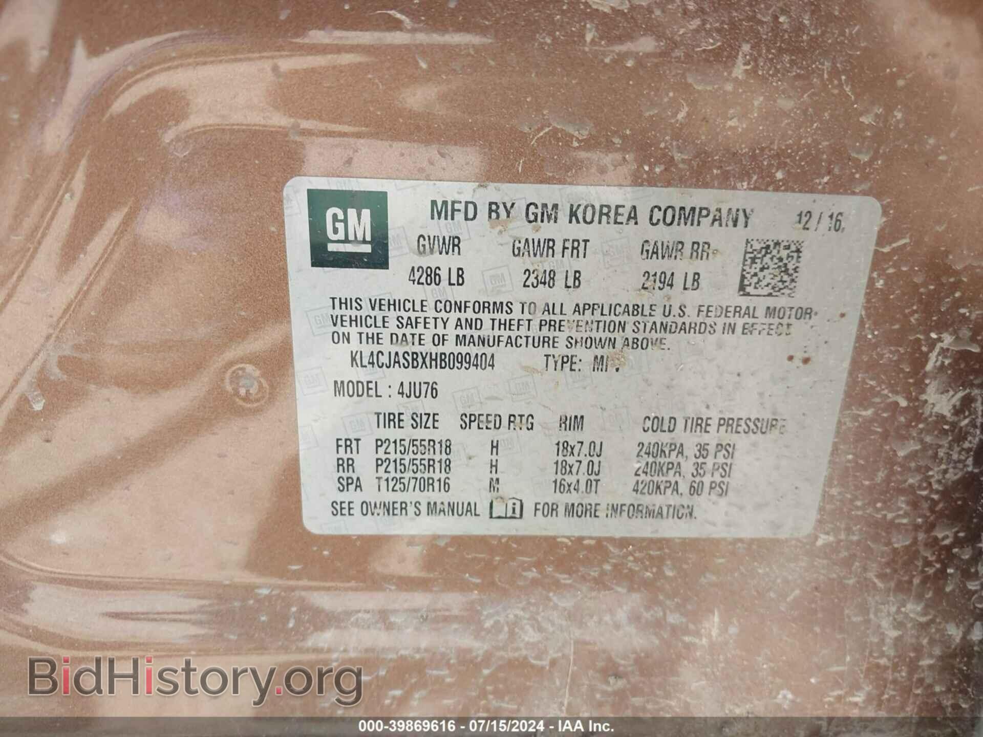 2017 BUICK ENCORE - VIN: KL4CJASBXHB099404 - Photo 9
