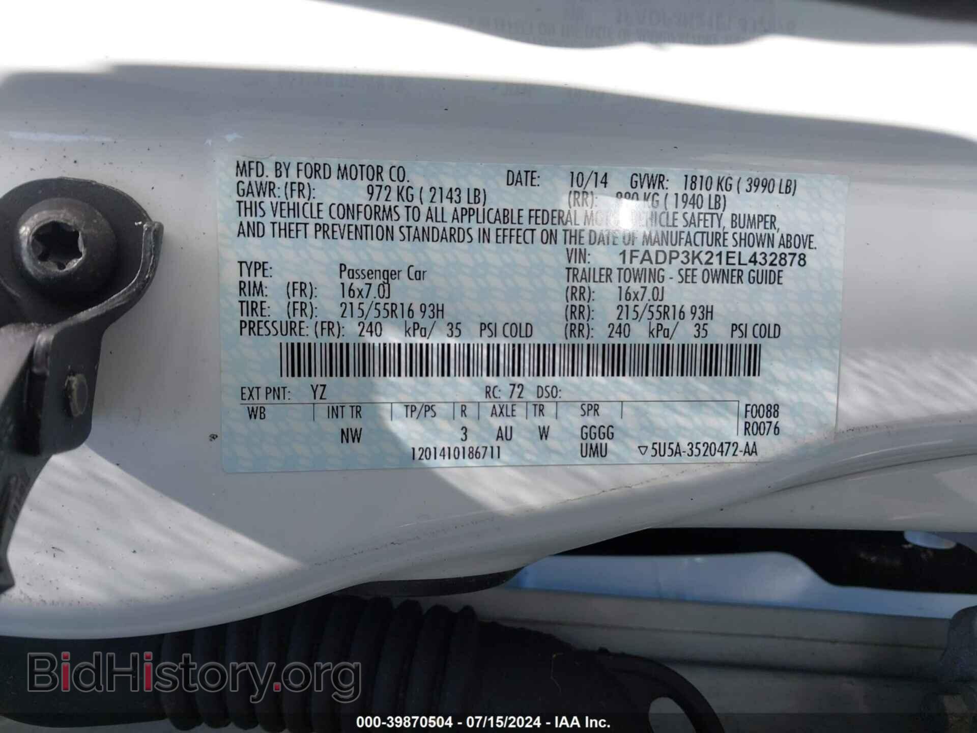 2014 FORD FOCUS - VIN: 1FADP3K21EL432878 - Photo 9