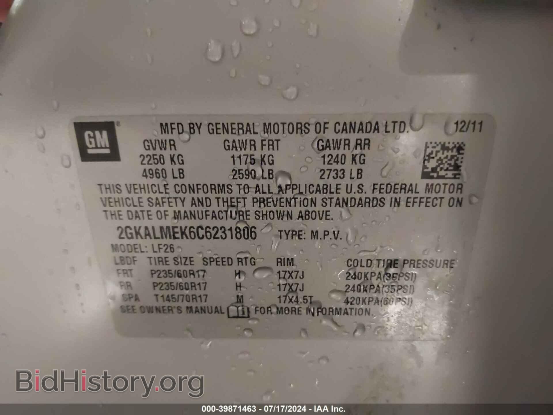 2012 GMC TERRAIN - VIN: 2GKALMEK6C6231806 - Photo 9