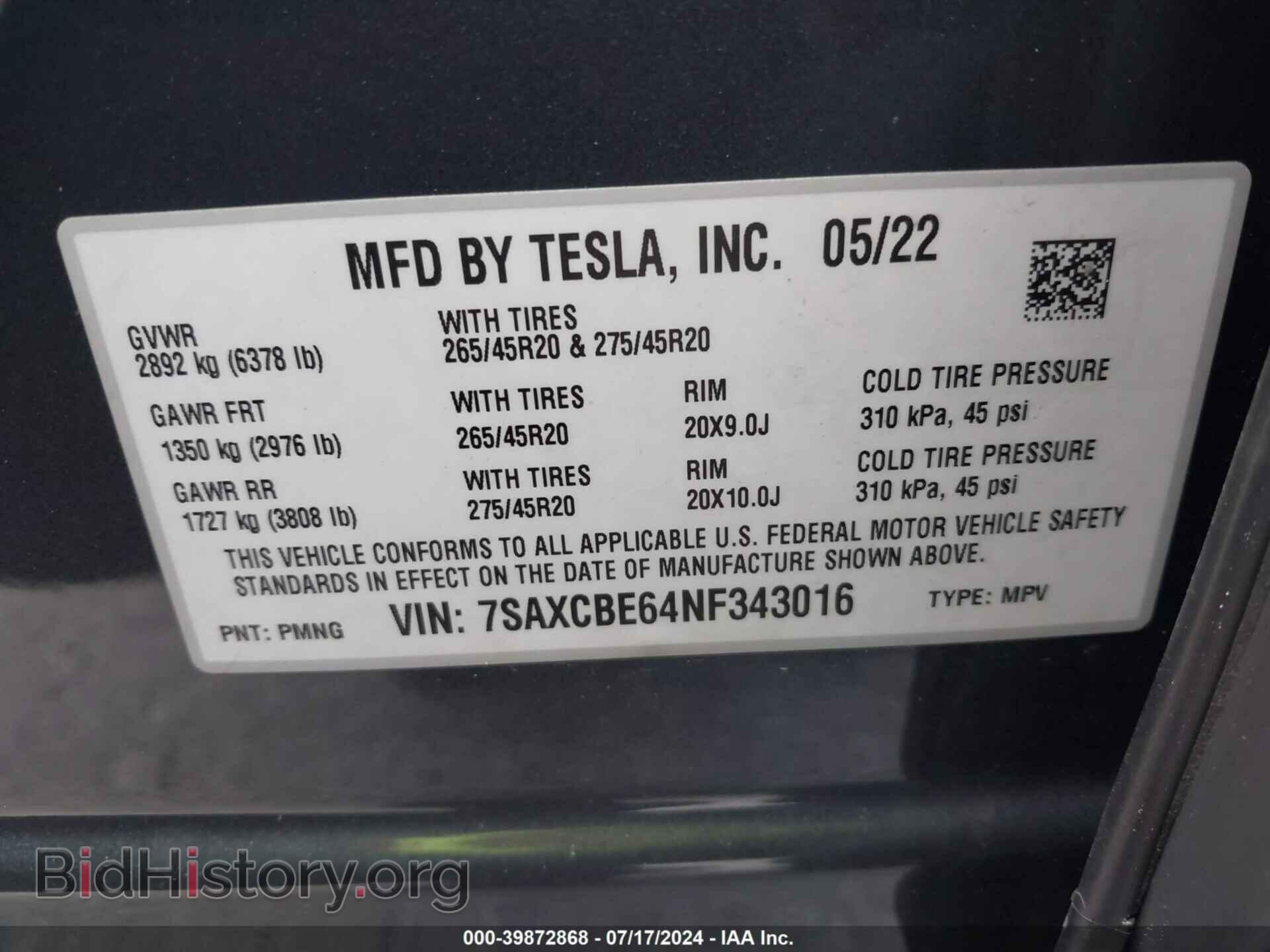 2022 TESLA MODEL X - VIN: 7SAXCBE64NF343016 - Фото 9