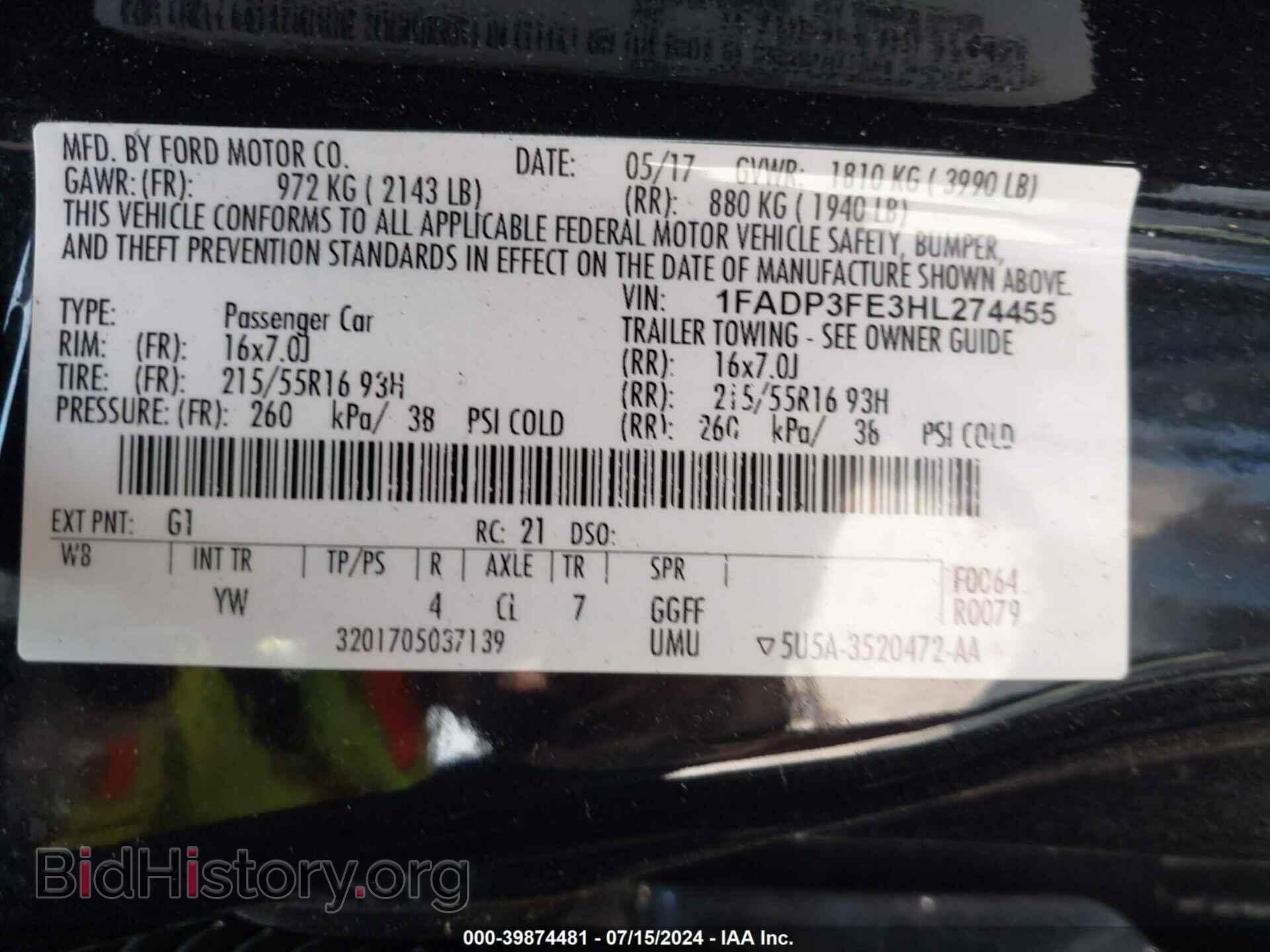 2017 FORD FOCUS - VIN: 1FADP3FE3HL274455 - Фото 9