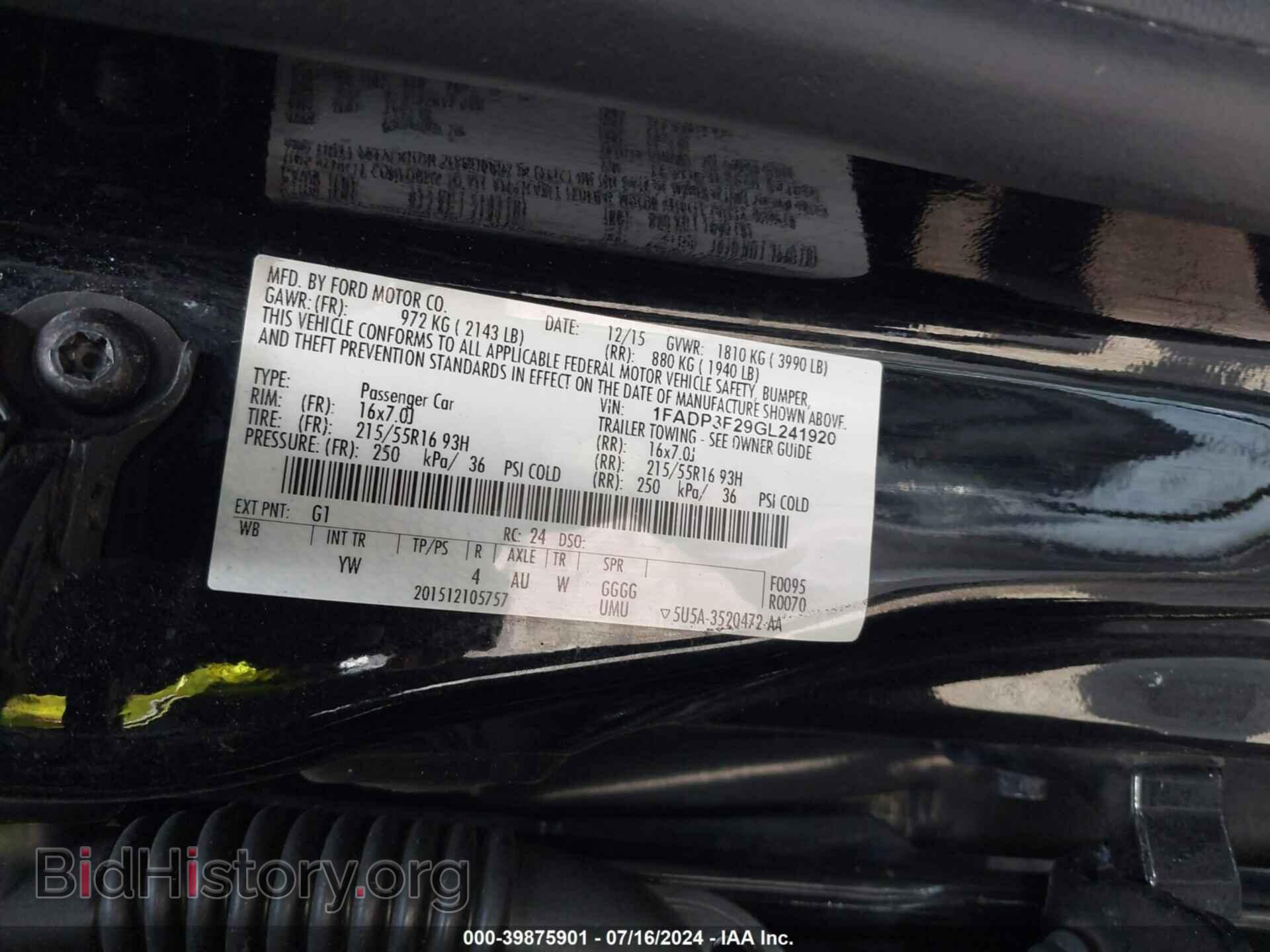2016 FORD FOCUS - VIN: 1FADP3F29GL241920 - Фото 9