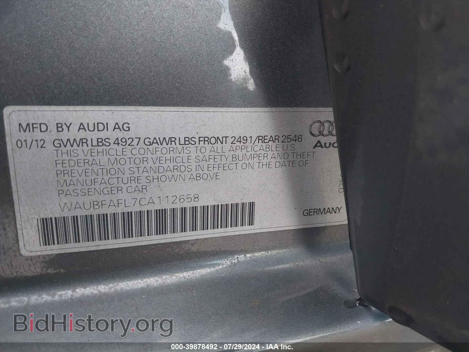 2012 AUDI A4 - VIN: WAUBFAFL7CA112658 - Фото 9