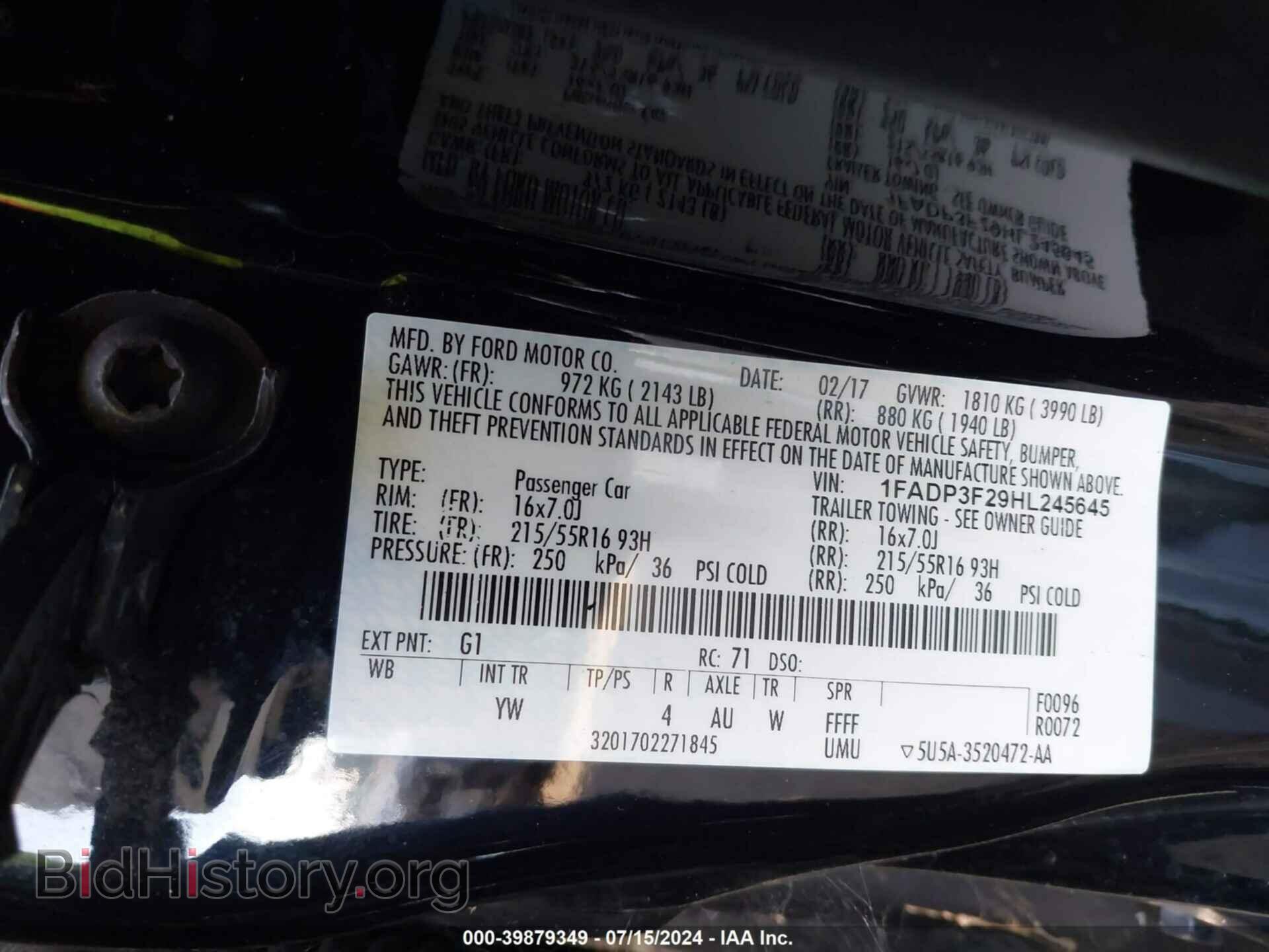 2017 FORD FOCUS - VIN: 1FADP3F29HL245645 - Photo 9