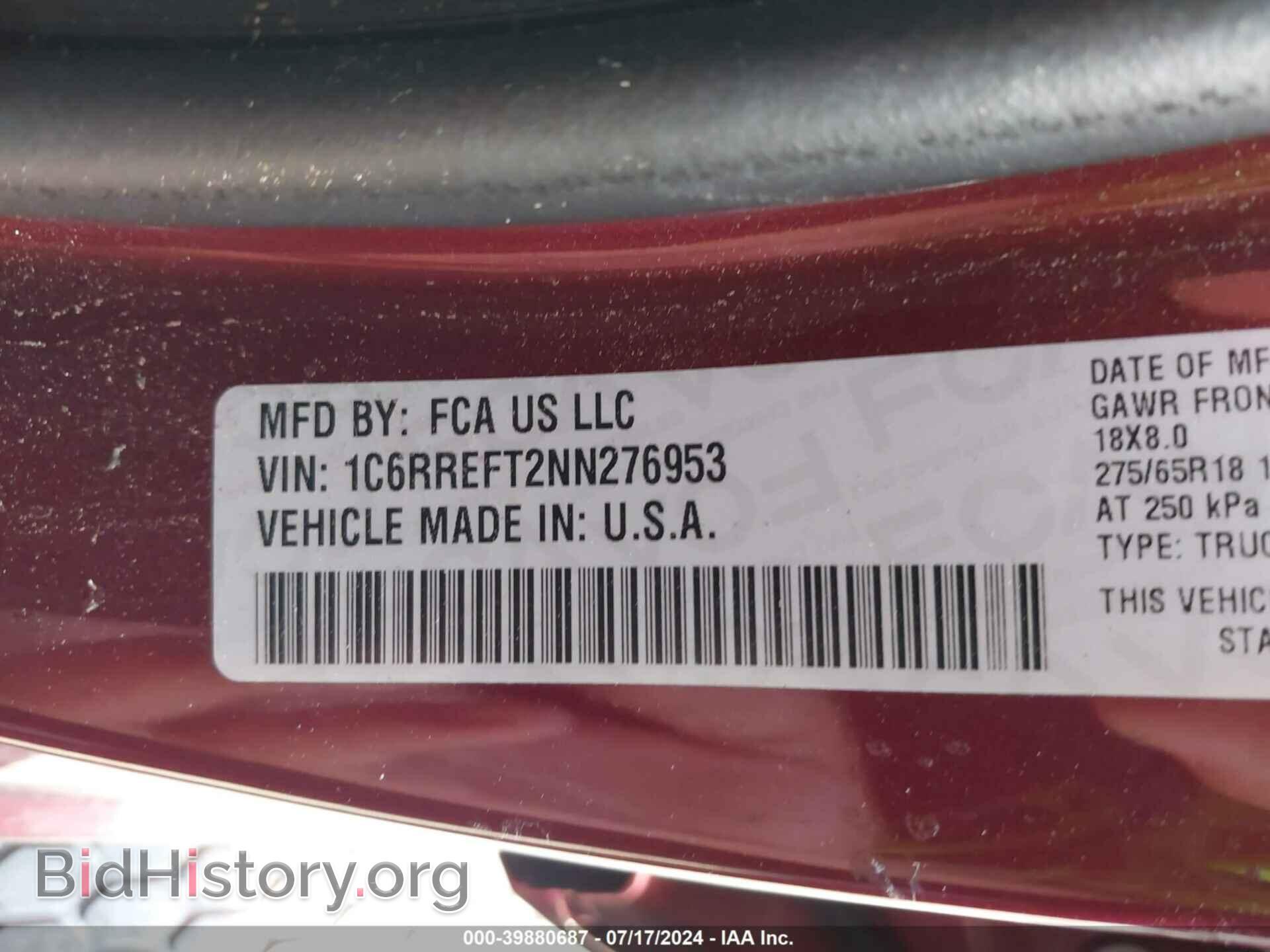 2022 RAM 1500 - VIN: 1C6RREFT2NN276953 - Фото 9
