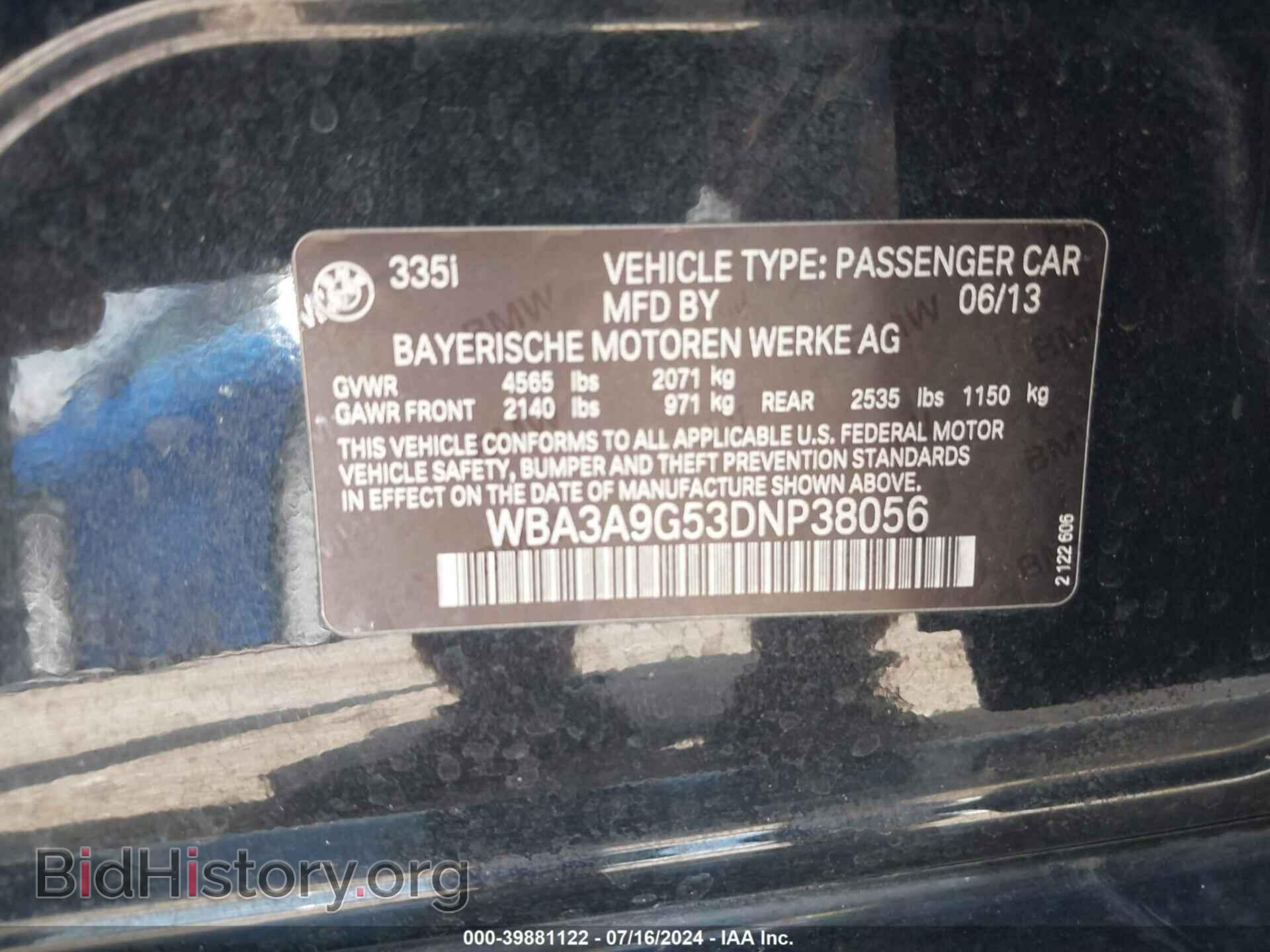 2013 BMW 335I - VIN: WBA3A9G53DNP38056 - Фото 9