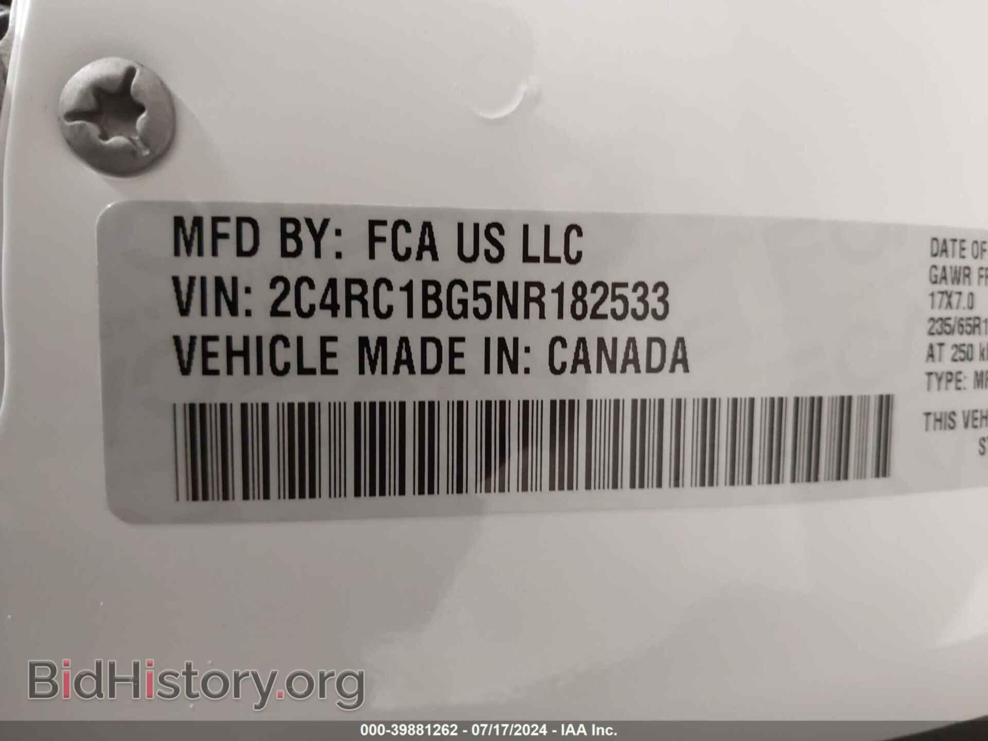 2022 CHRYSLER PACIFICA - VIN: 2C4RC1BG5NR182533 - Фото 9