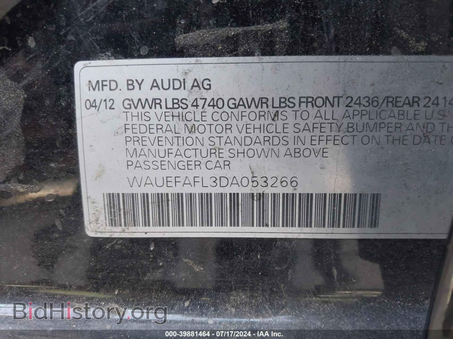 2013 AUDI A4 - VIN: WAUEFAFL3DA053266 - Фото 9