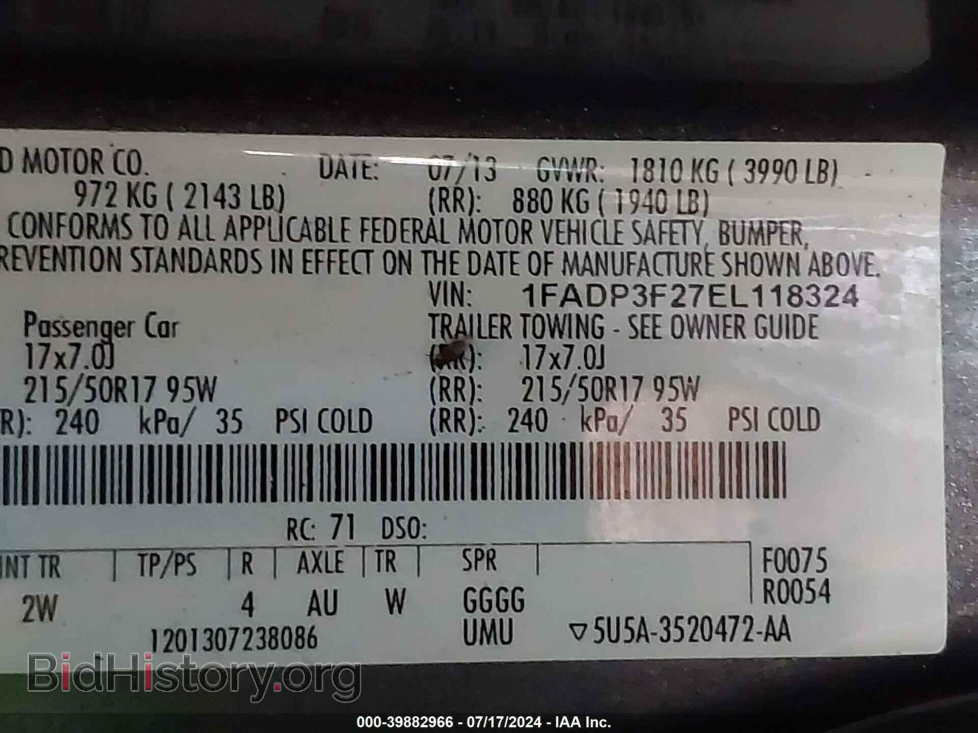 2014 FORD FOCUS - VIN: 1FADP3F27EL118324 - Фото 9