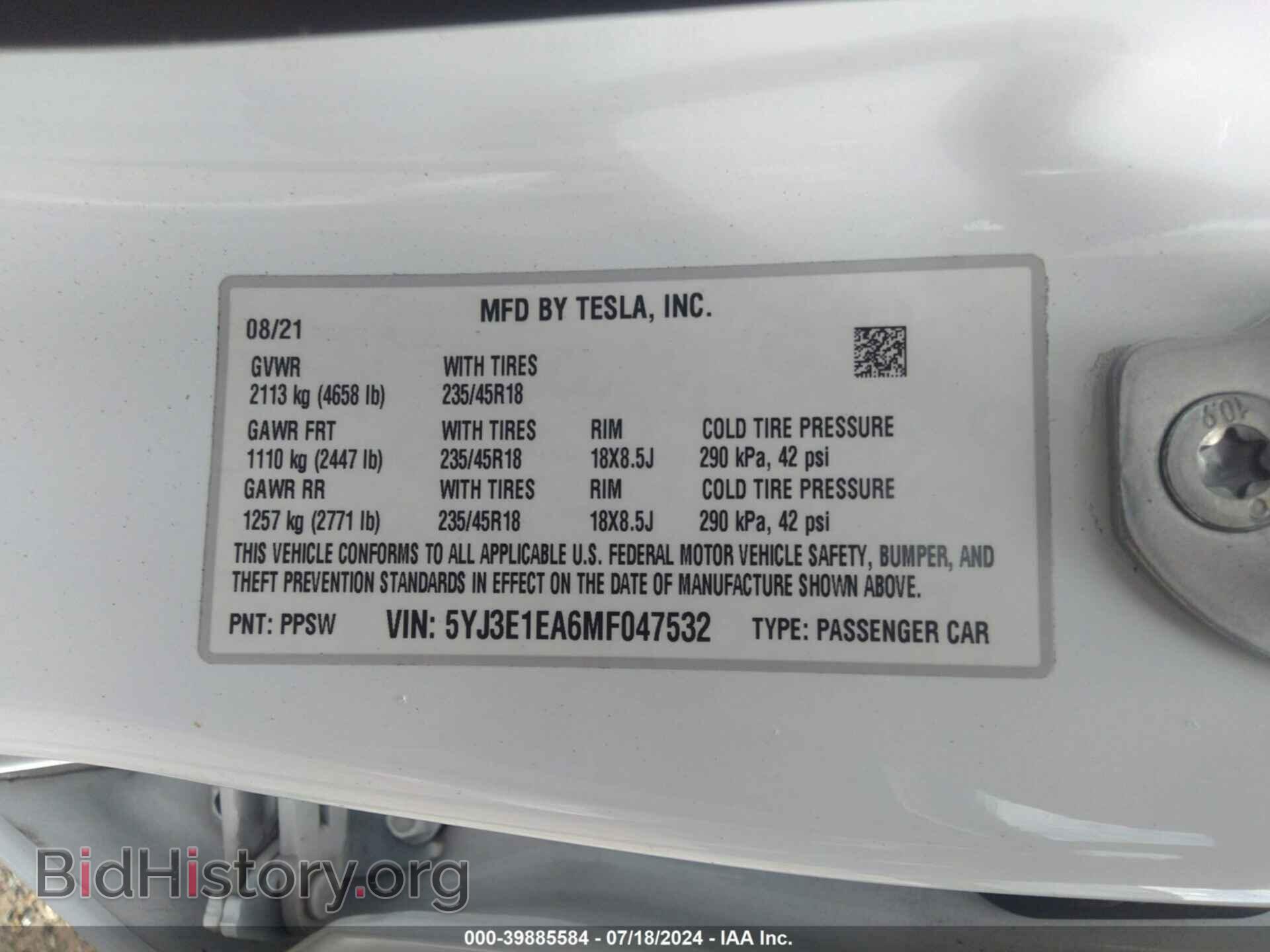 2021 TESLA MODEL 3 - VIN: 5YJ3E1EA6MF047532 - Photo 9