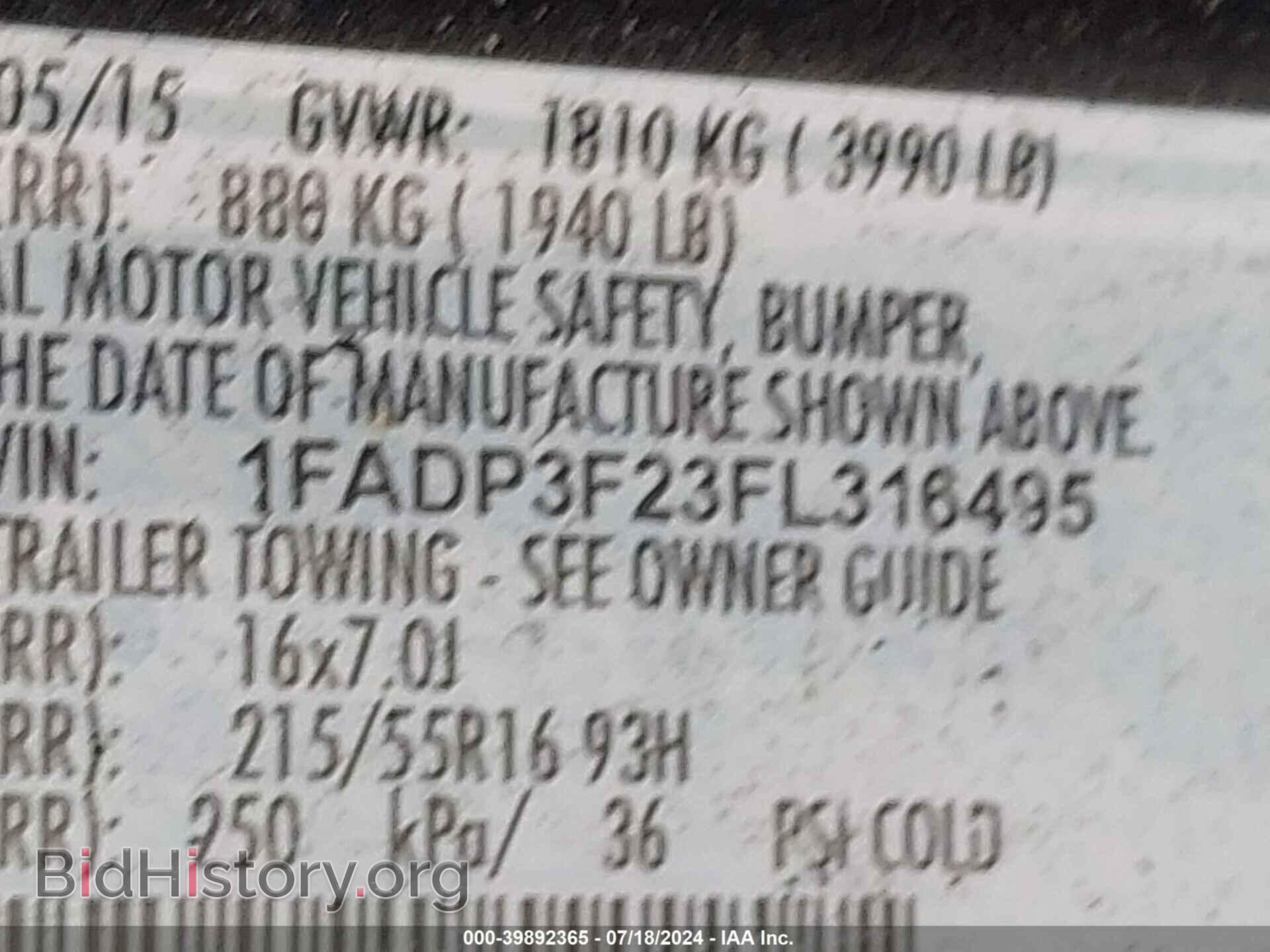 2015 FORD FOCUS - VIN: 1FADP3F23FL316495 - Фото 9
