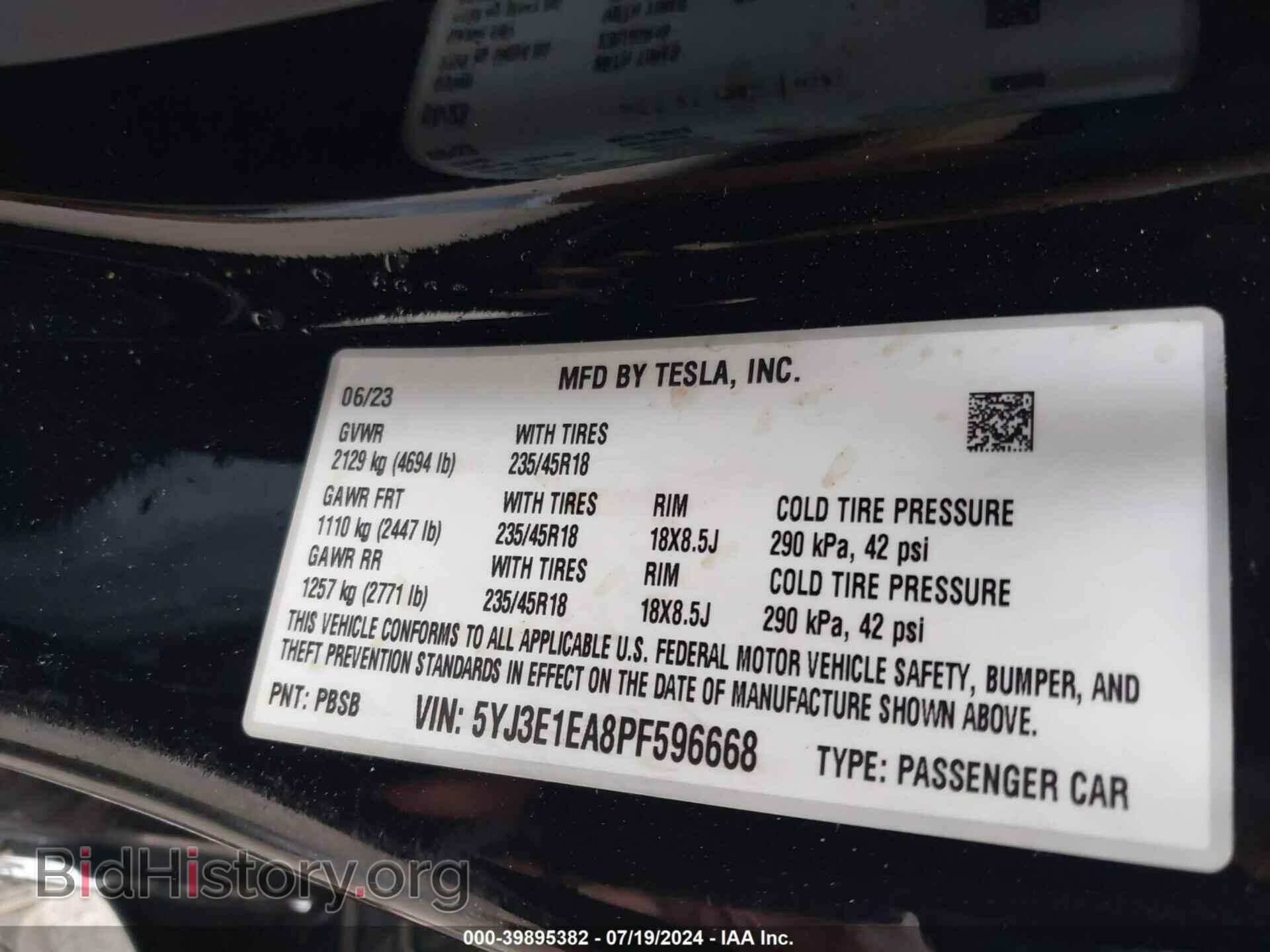 2023 TESLA MODEL 3 - VIN: 5YJ3E1EA8PF596668 - Фото 9
