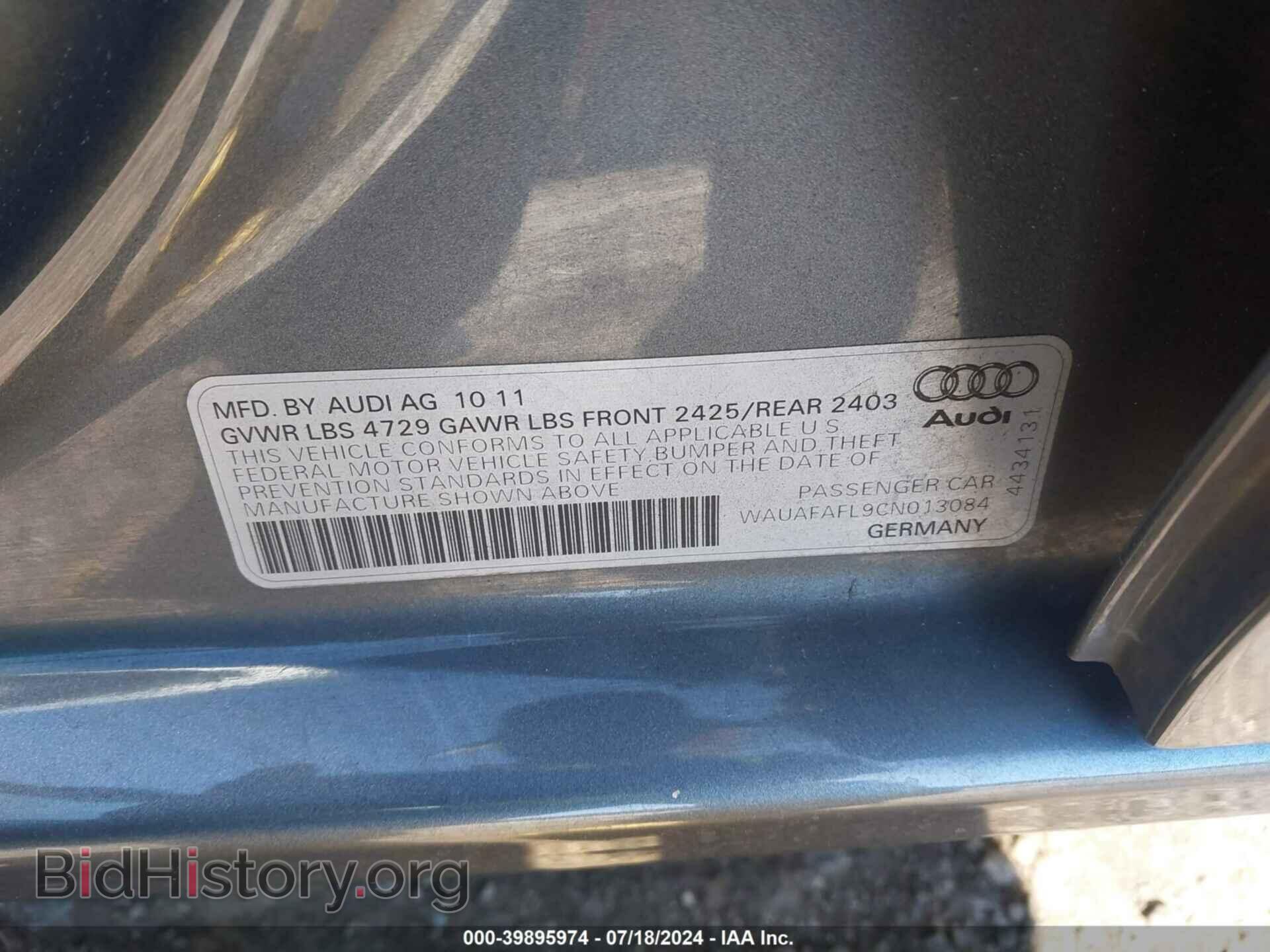 2012 AUDI A4 - VIN: WAUAFAFL9CN013084 - Фото 9