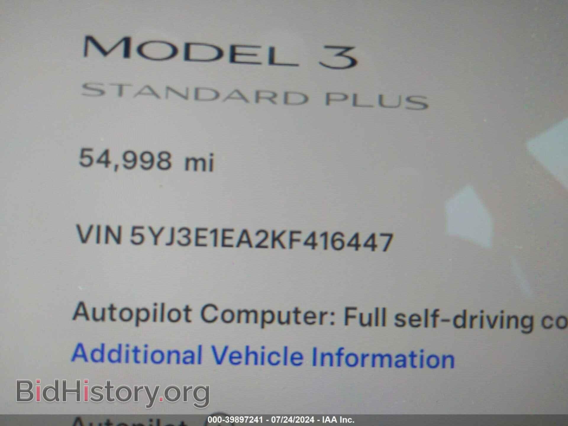 2019 TESLA MODEL 3 - VIN: 5YJ3E1EA2KF416447 - Photo 15