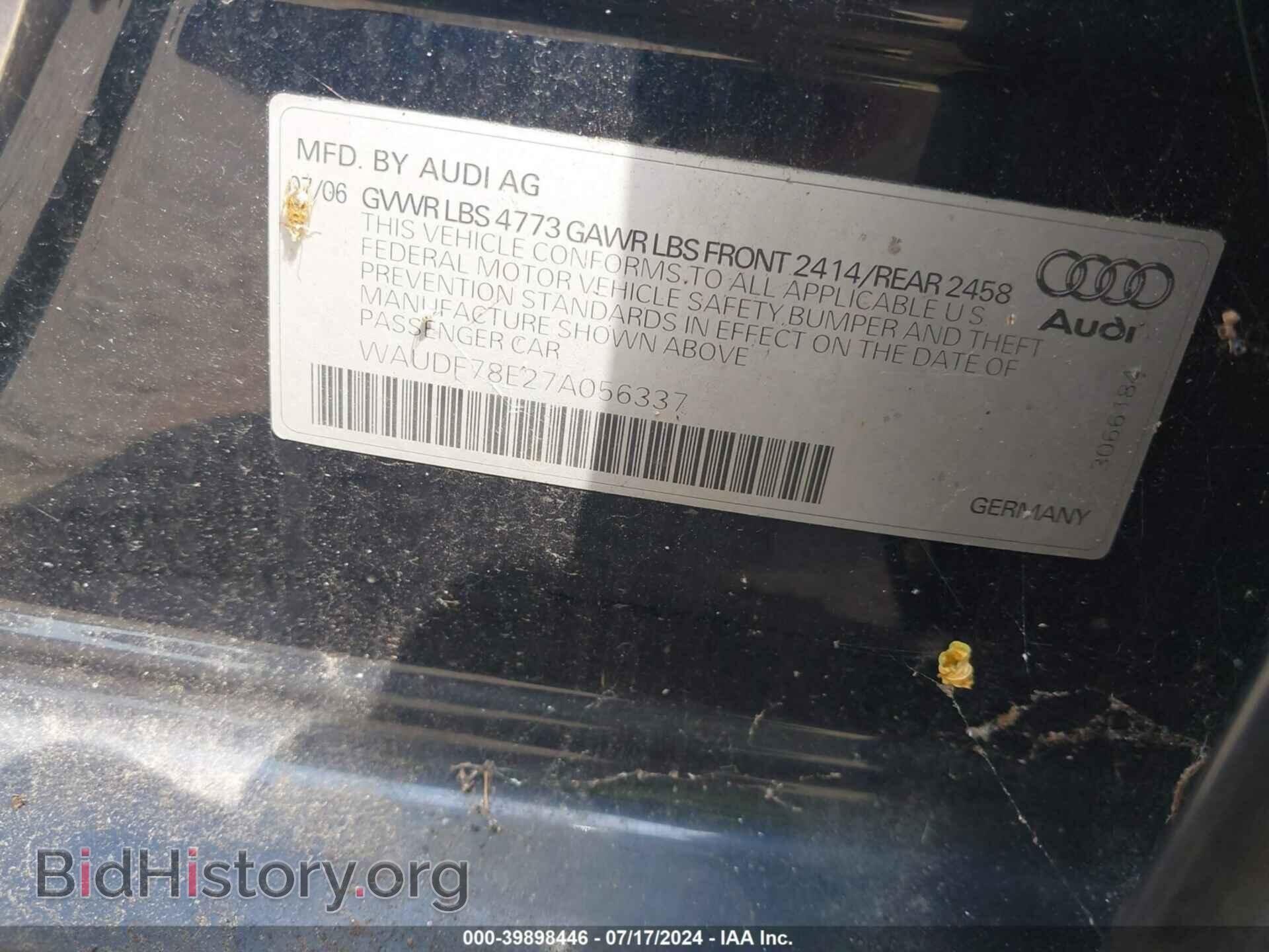 2007 AUDI A4 - VIN: WAUDF78E27A056337 - Photo 9