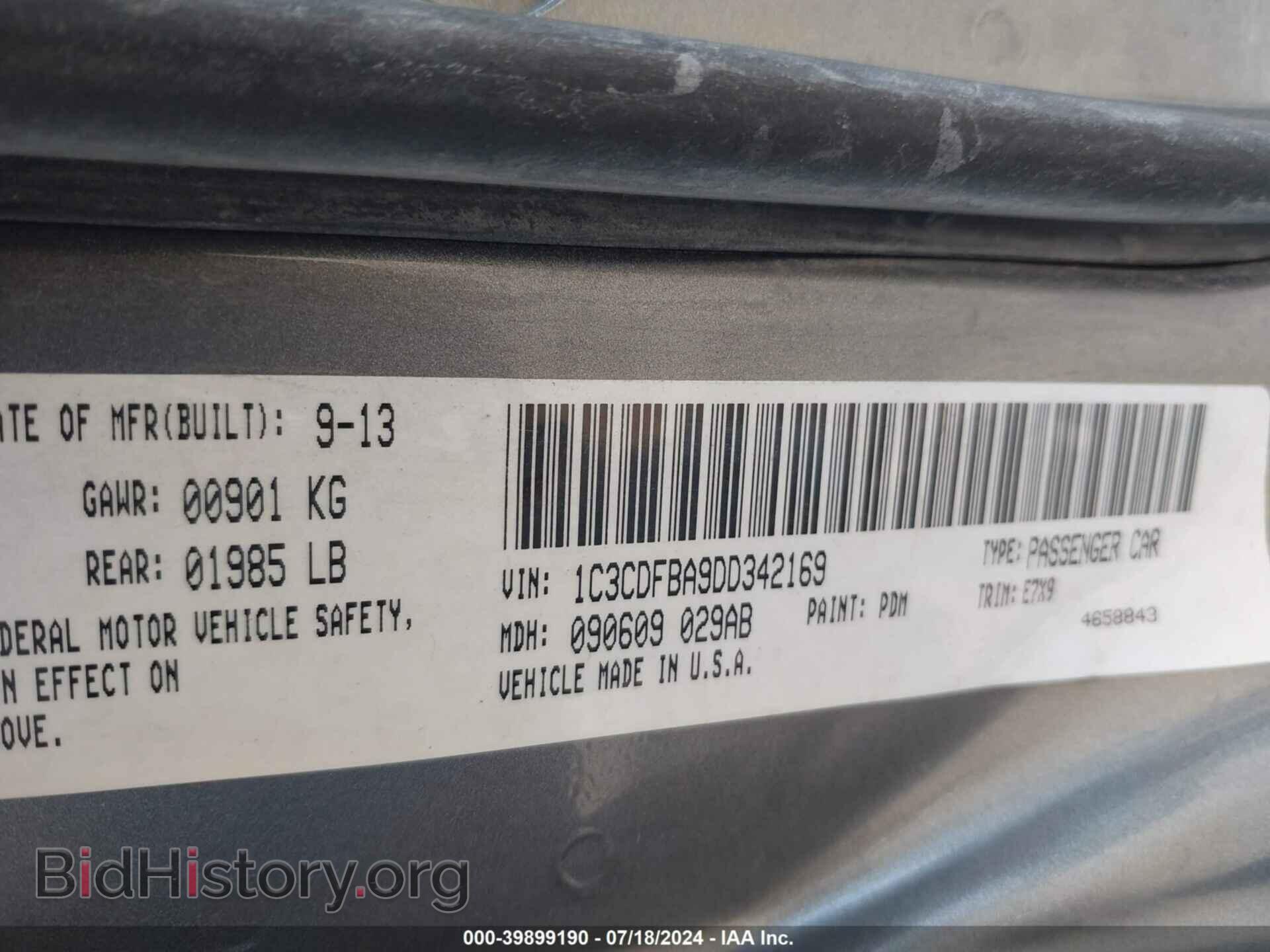 2013 DODGE DART - VIN: 1C3CDFBA9DD342169 - Photo 9
