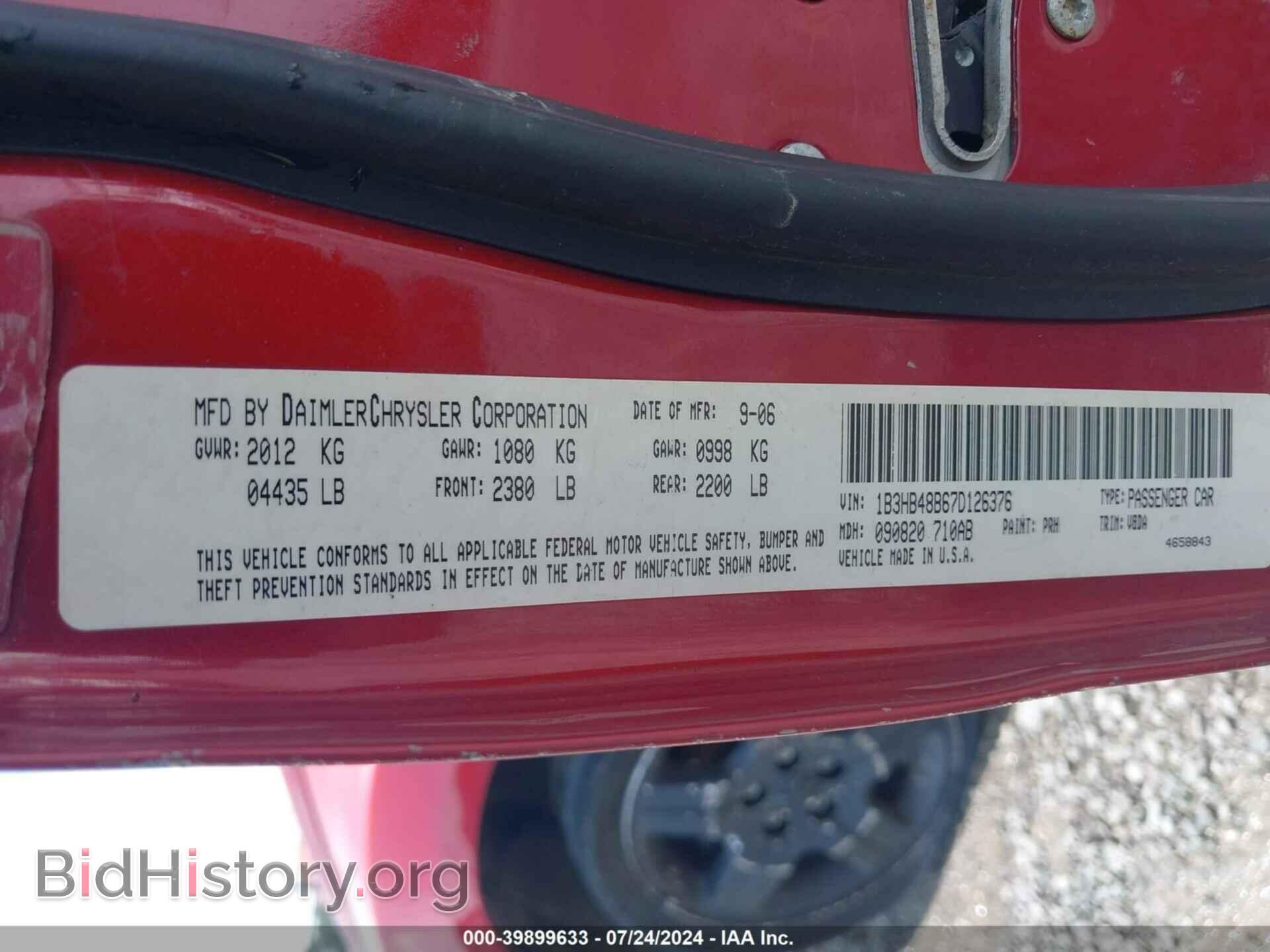 2007 DODGE CALIBER - VIN: 1B3HB48B67D126376 - Photo 9