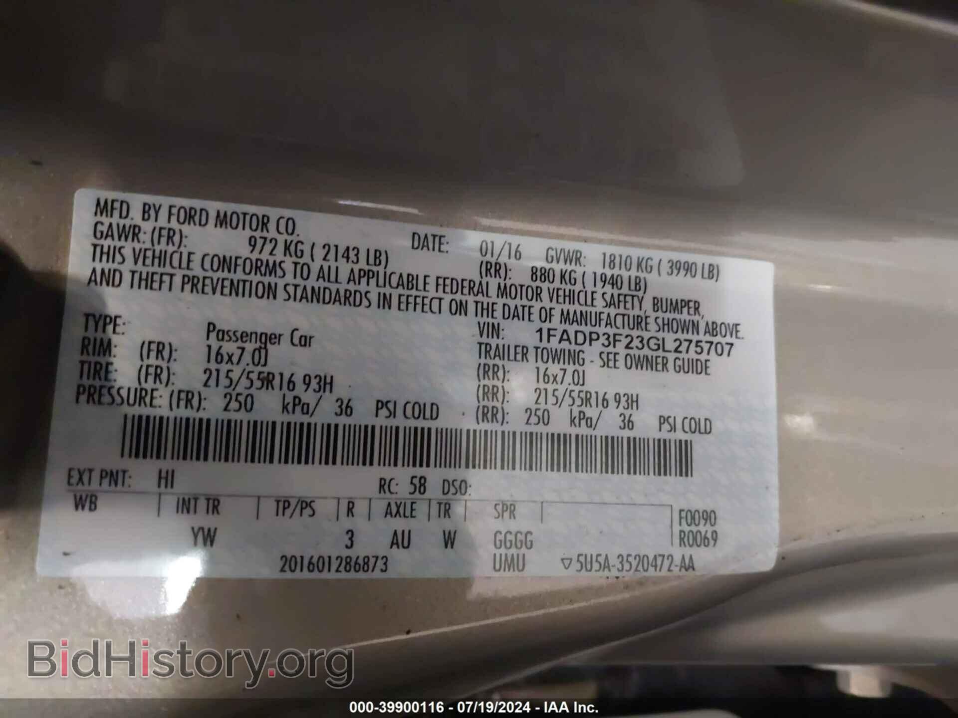 2016 FORD FOCUS - VIN: 1FADP3F23GL275707 - Фото 9