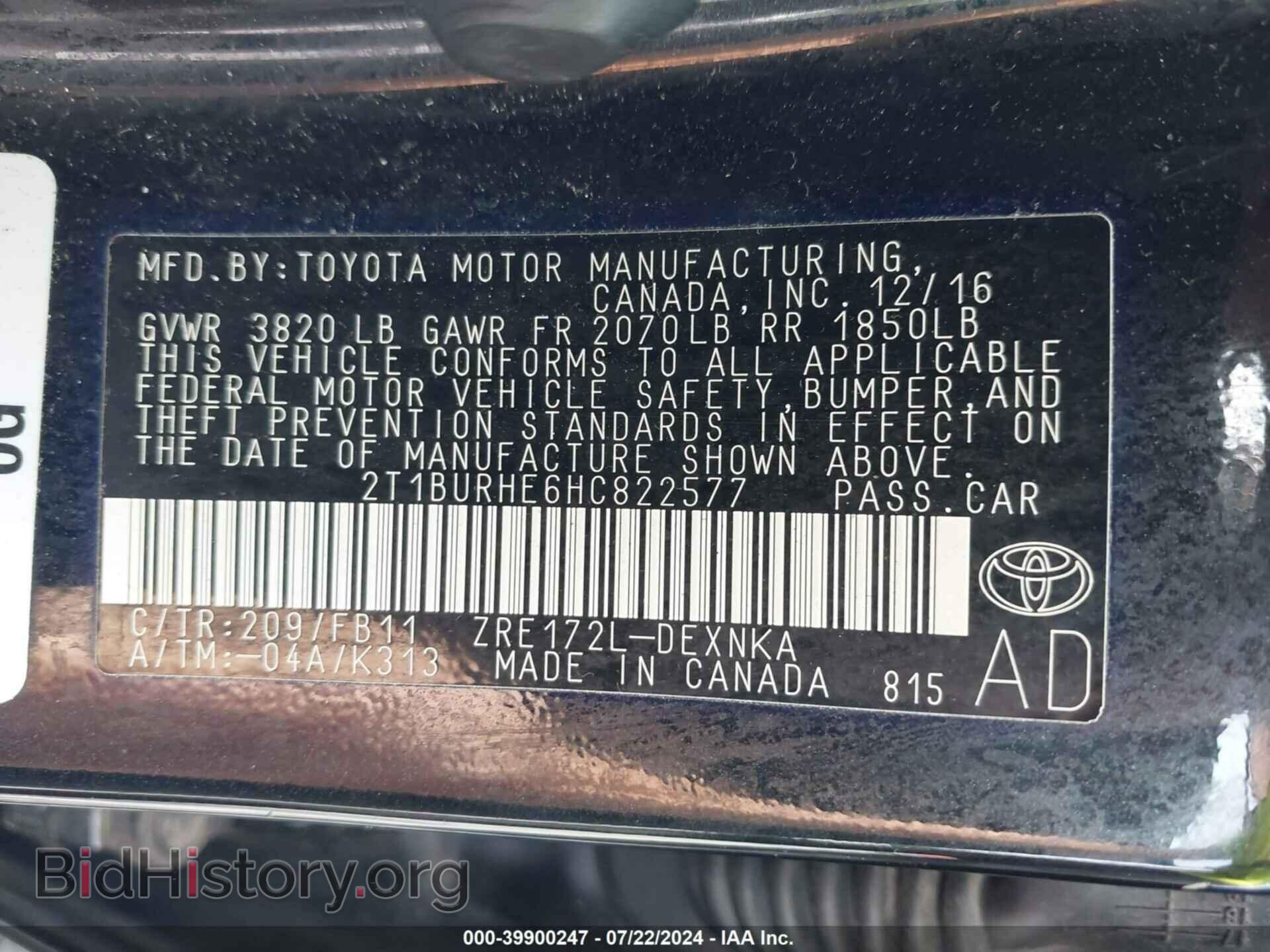 2017 TOYOTA COROLLA - VIN: 2T1BURHE6HC822577 - Фото 9