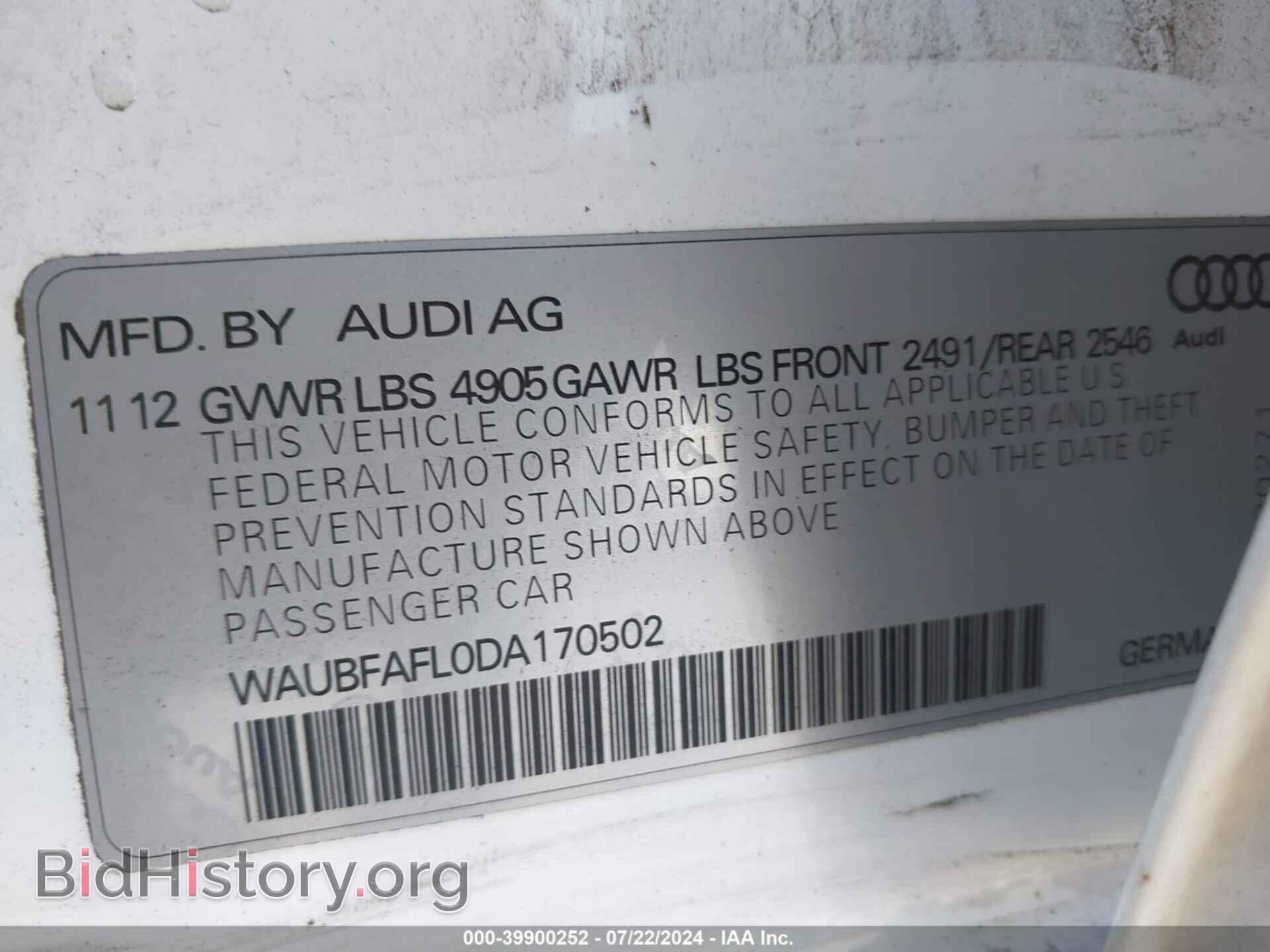 2013 AUDI A4 - VIN: WAUBFAFL0DA170502 - Photo 9