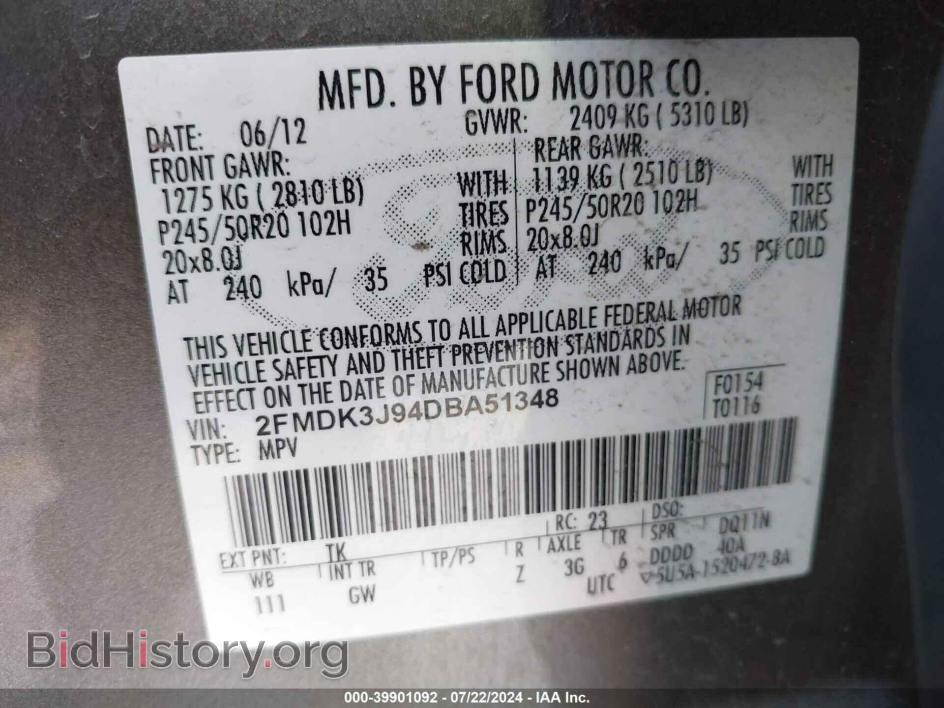 2013 FORD EDGE - VIN: 2FMDK3J94DBA51348 - Photo 9