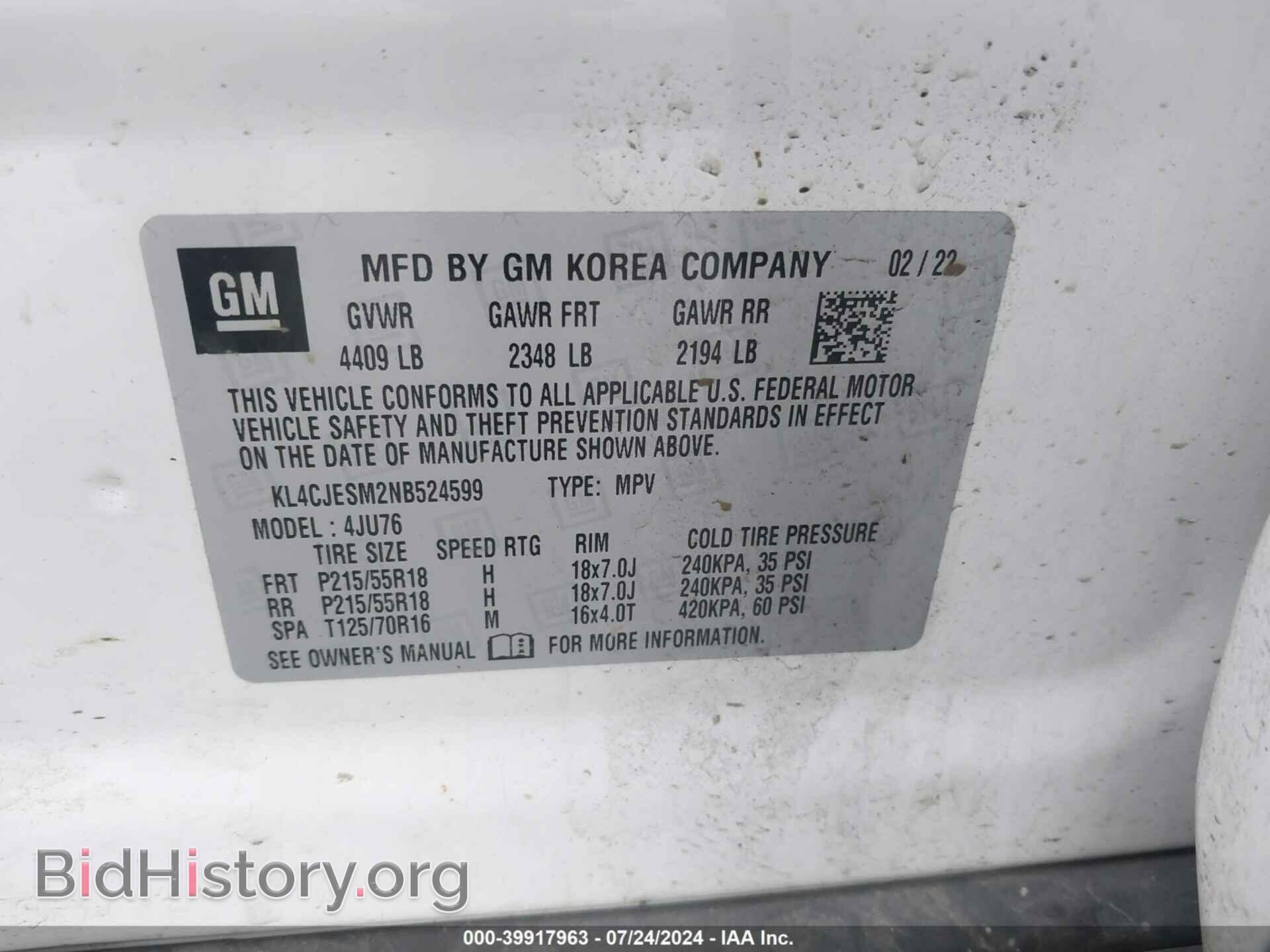 2022 BUICK ENCORE - VIN: KL4CJESM2NB524599 - Photo 9