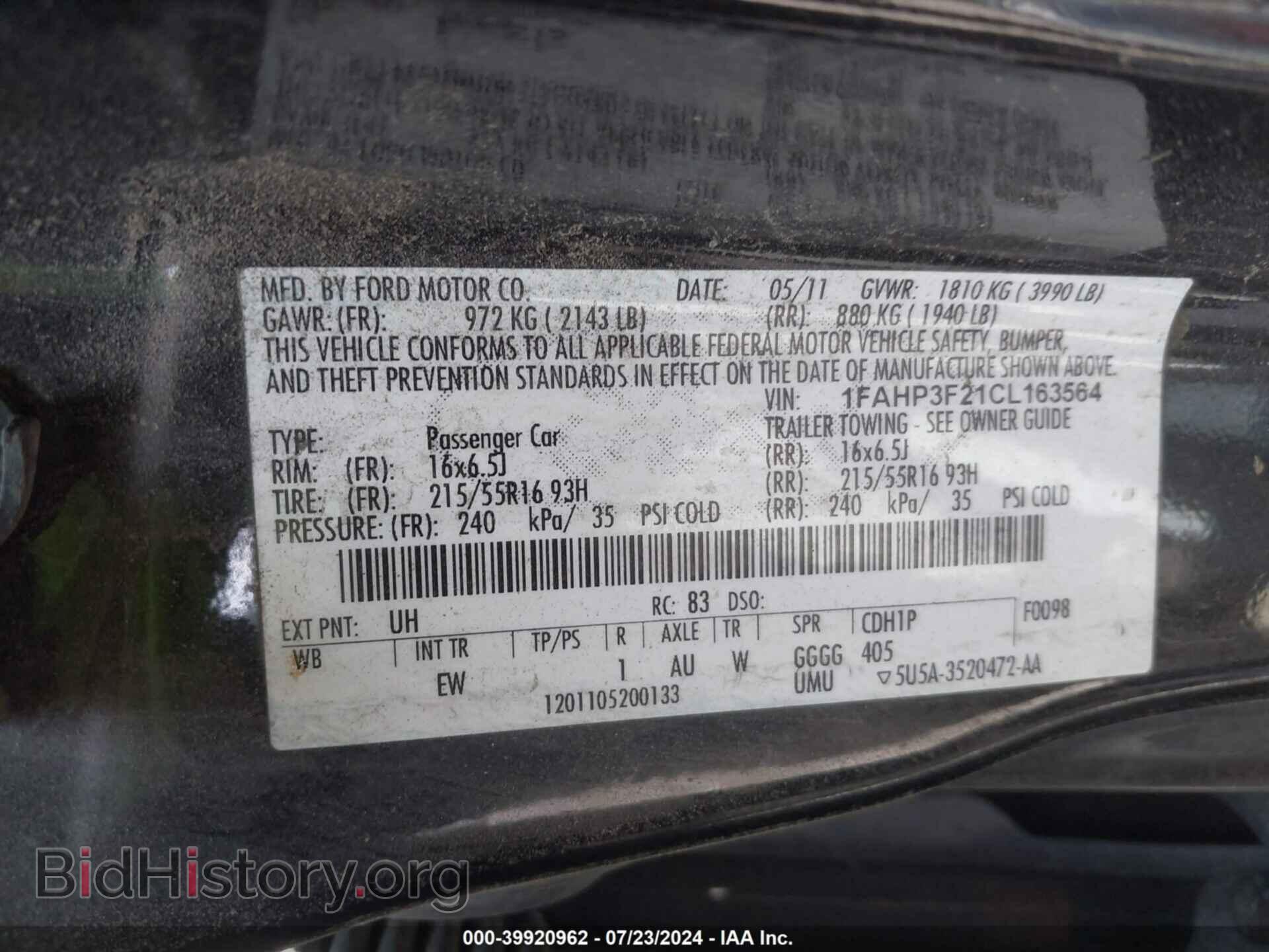 2012 FORD FOCUS - VIN: 1FAHP3F21CL163564 - Фото 9