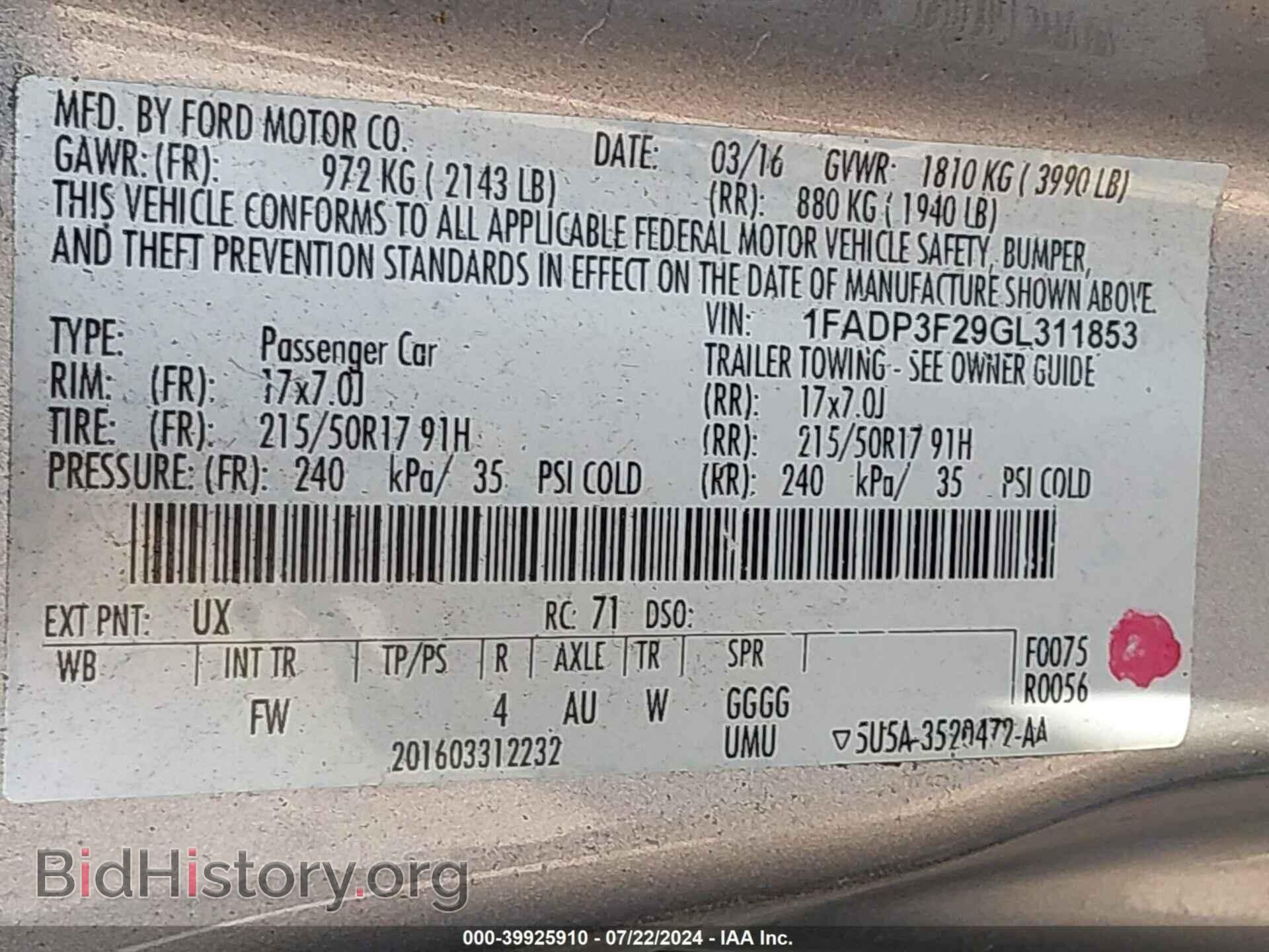 2016 FORD FOCUS - VIN: 1FADP3F29GL311853 - Фото 9