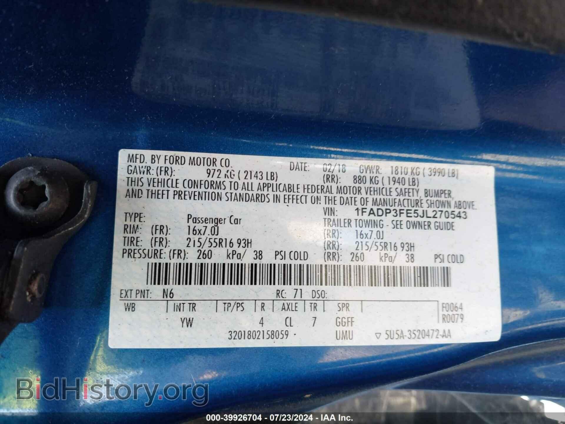2018 FORD FOCUS - VIN: 1FADP3FE5JL270543 - Фото 9