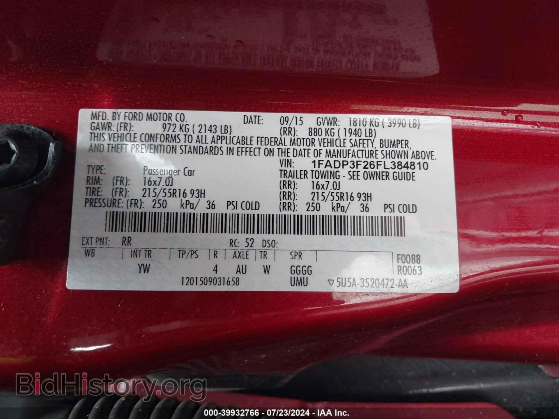 2015 FORD FOCUS - VIN: 1FADP3F26FL384810 - Фото 9
