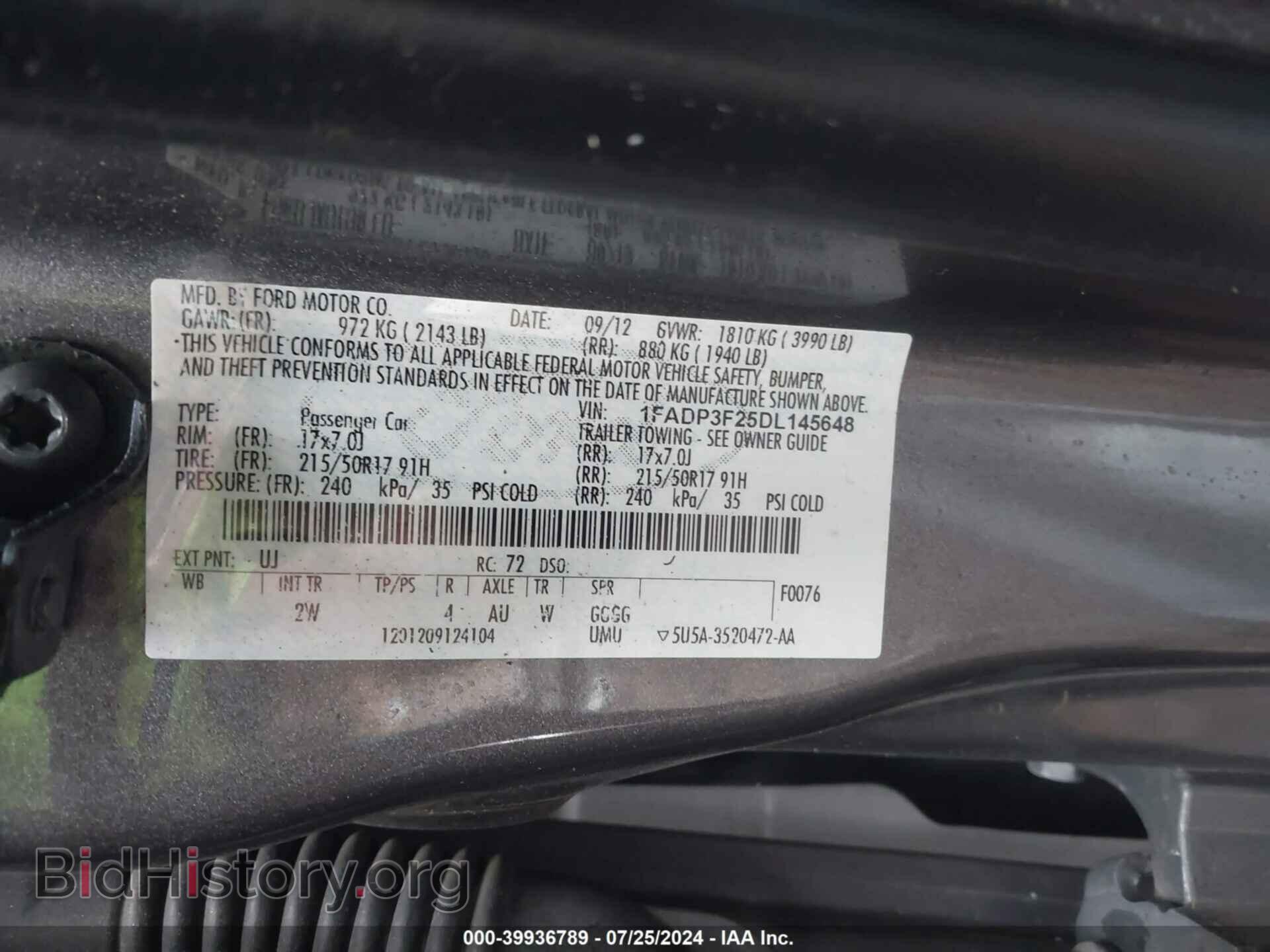 2013 FORD FOCUS - VIN: 1FADP3F25DL145648 - Фото 9