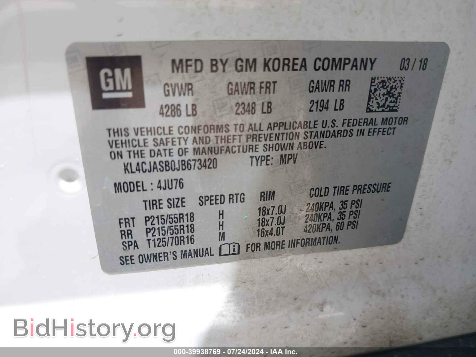2018 BUICK ENCORE - VIN: KL4CJASB0JB673420 - Photo 9