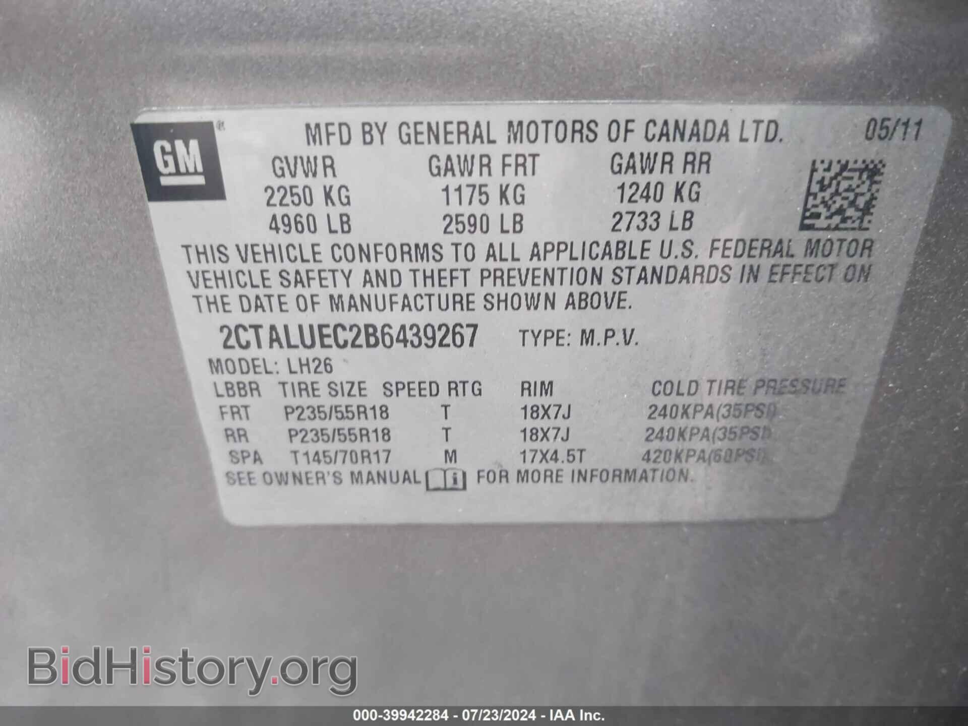 2011 GMC TERRAIN - VIN: 2CTALUEC2B6439267 - Photo 9