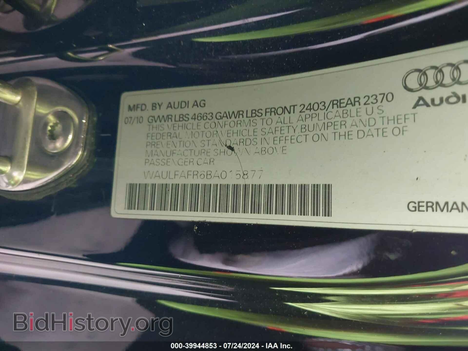 2011 AUDI A5 - VIN: WAULFAFR6BA015877 - Фото 9
