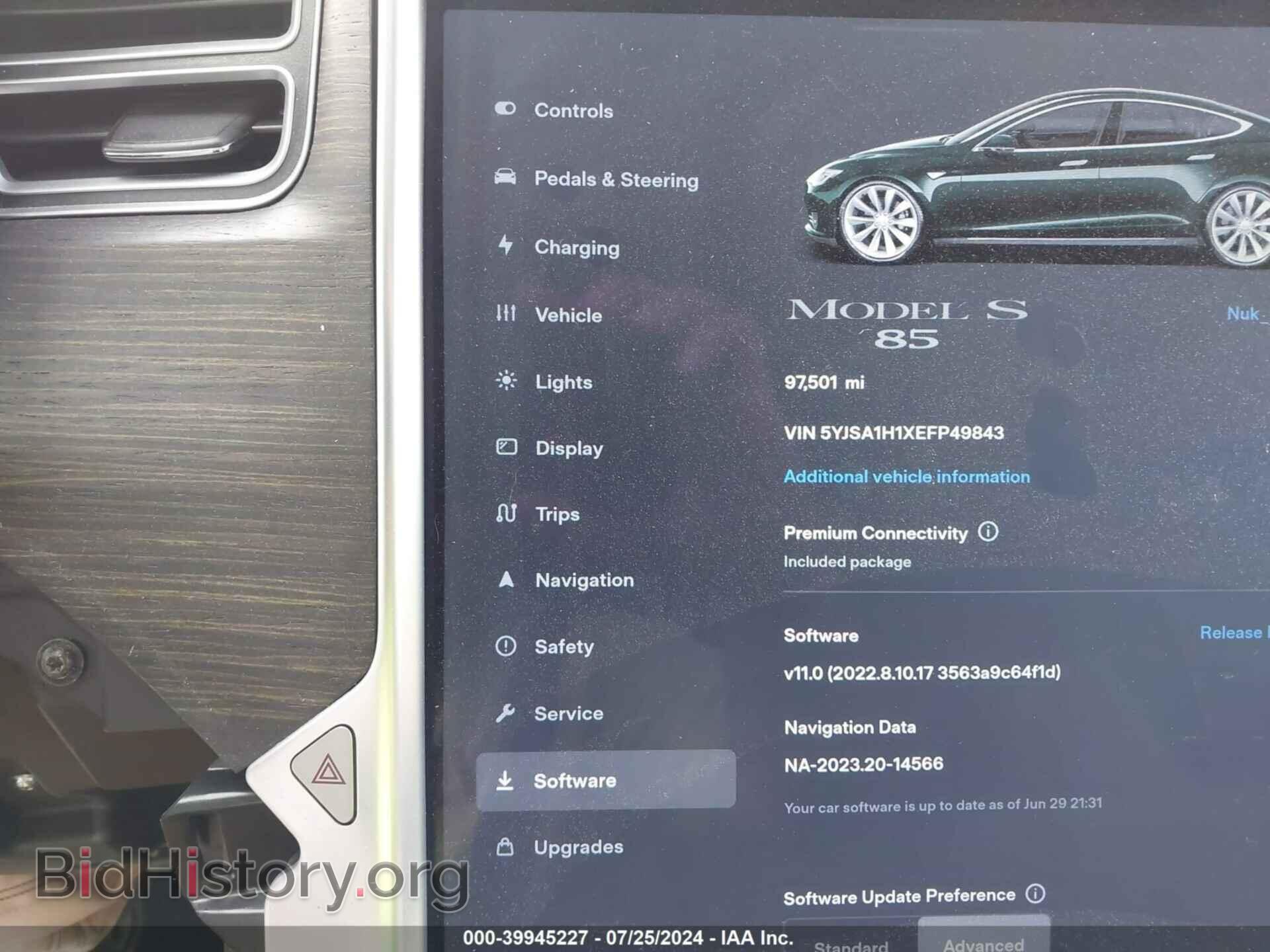 2014 TESLA MODEL S - VIN: 5YJSA1H1XEFP49843 - Фото 15