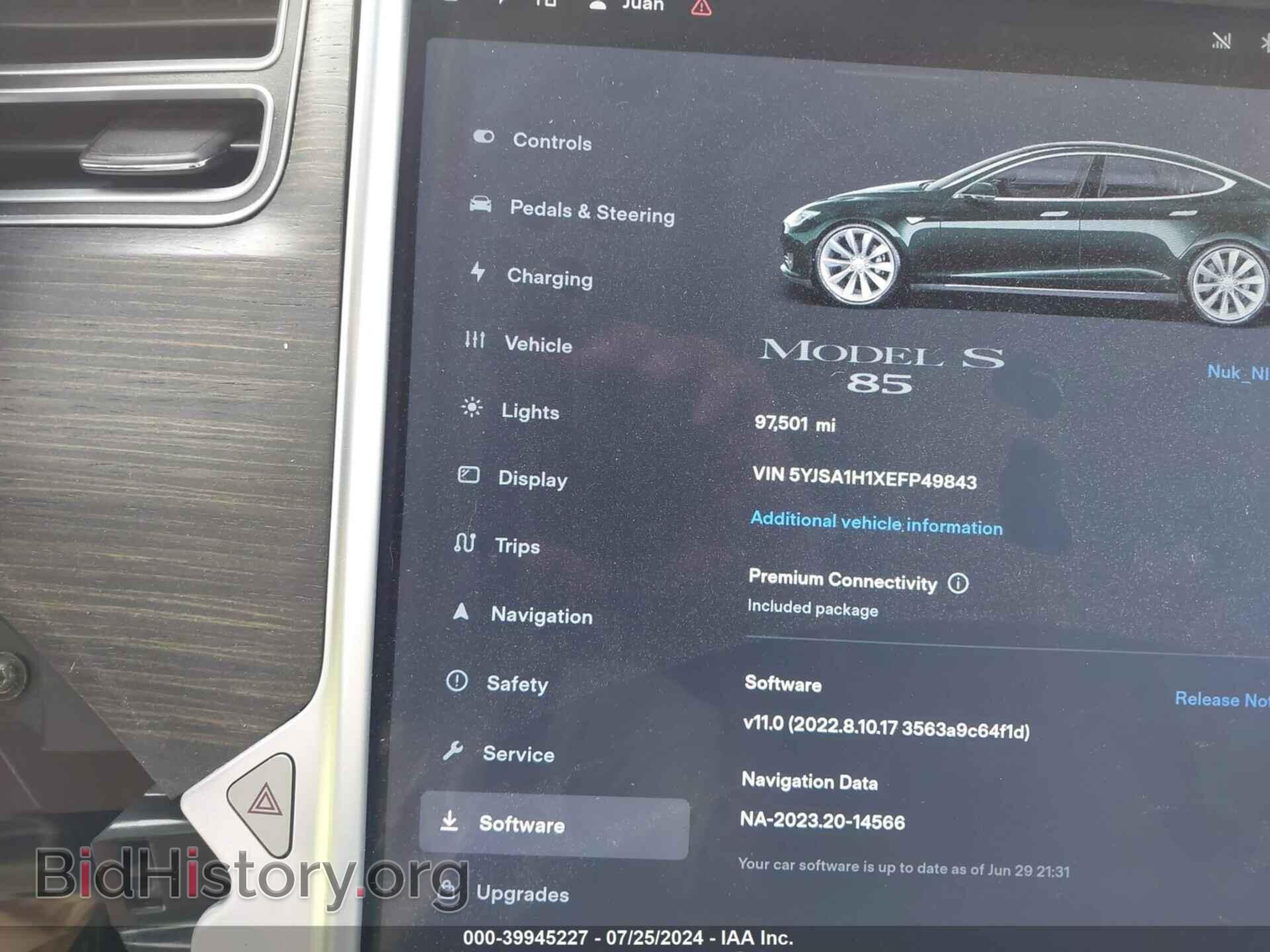 2014 TESLA MODEL S - VIN: 5YJSA1H1XEFP49843 - Фото 7