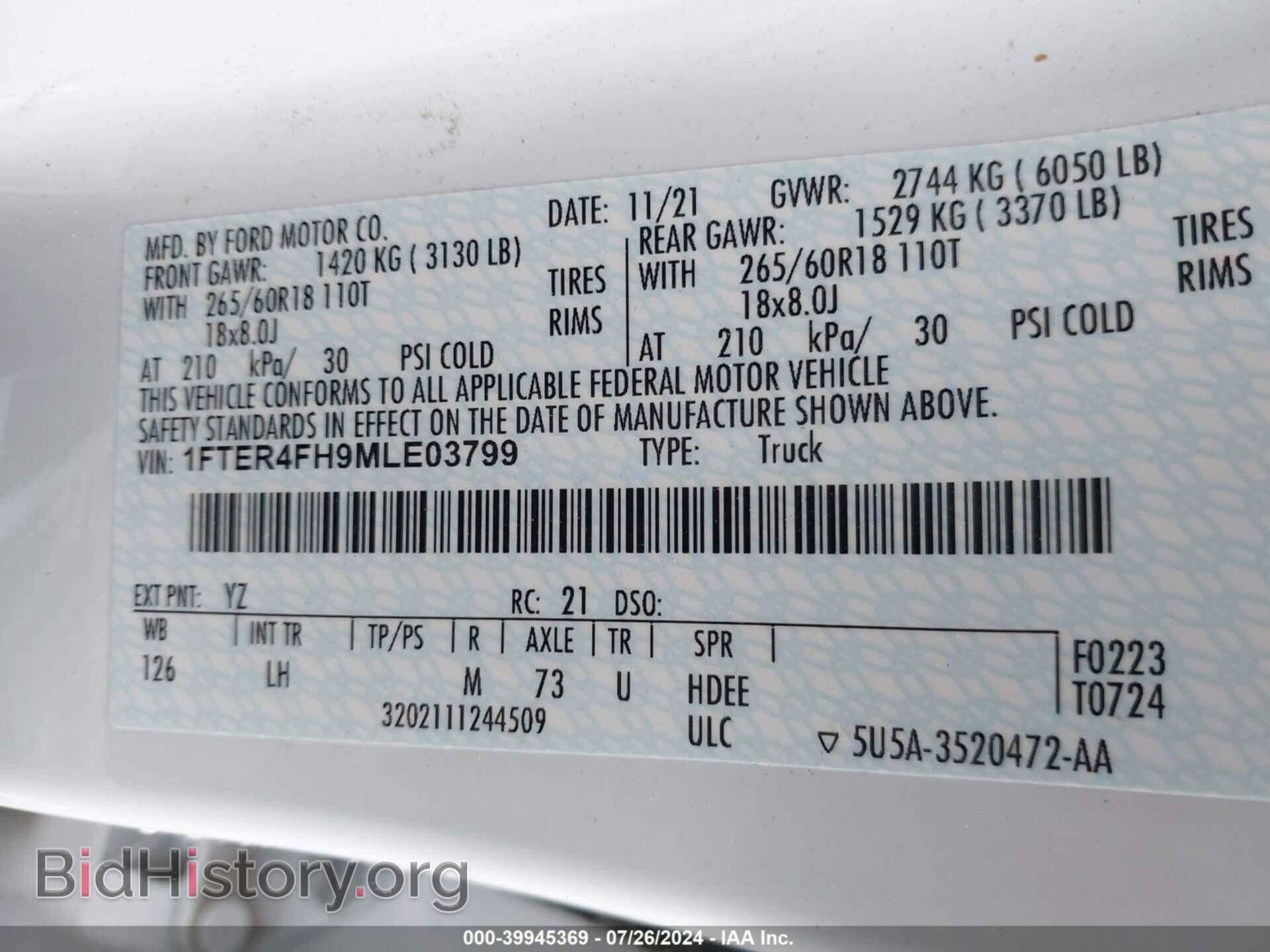 2021 FORD RANGER - VIN: 1FTER4FH9MLE03799 - Фото 9