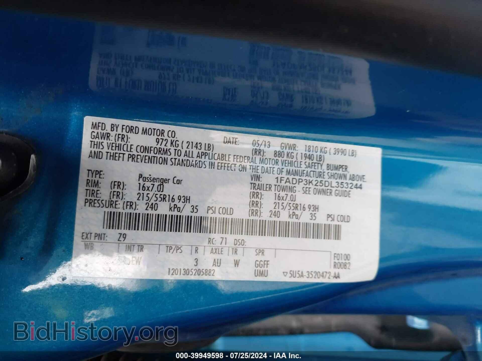 2013 FORD FOCUS - VIN: 1FADP3K25DL353244 - Фото 9