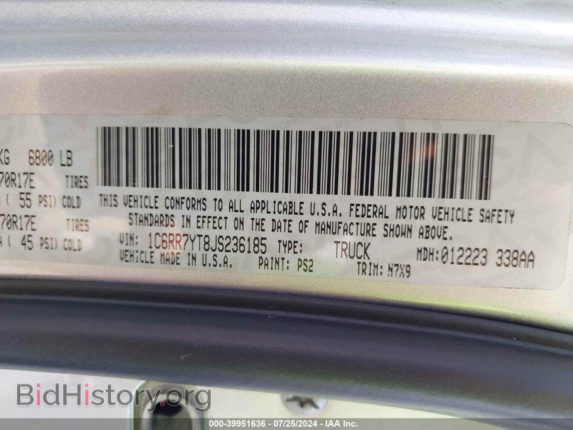 2018 RAM 1500 - VIN: 1C6RR7YT8JS236185 - Фото 9