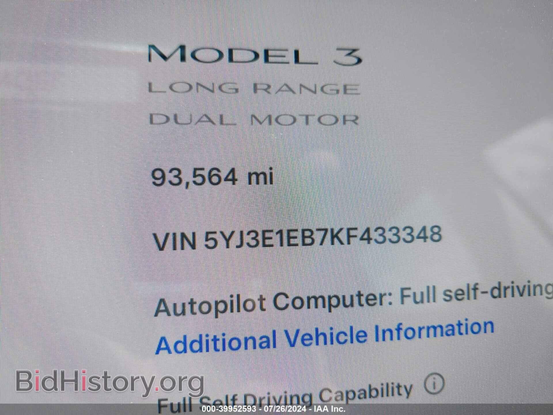 2019 TESLA MODEL 3 - VIN: 5YJ3E1EB7KF433348 - Фото 7