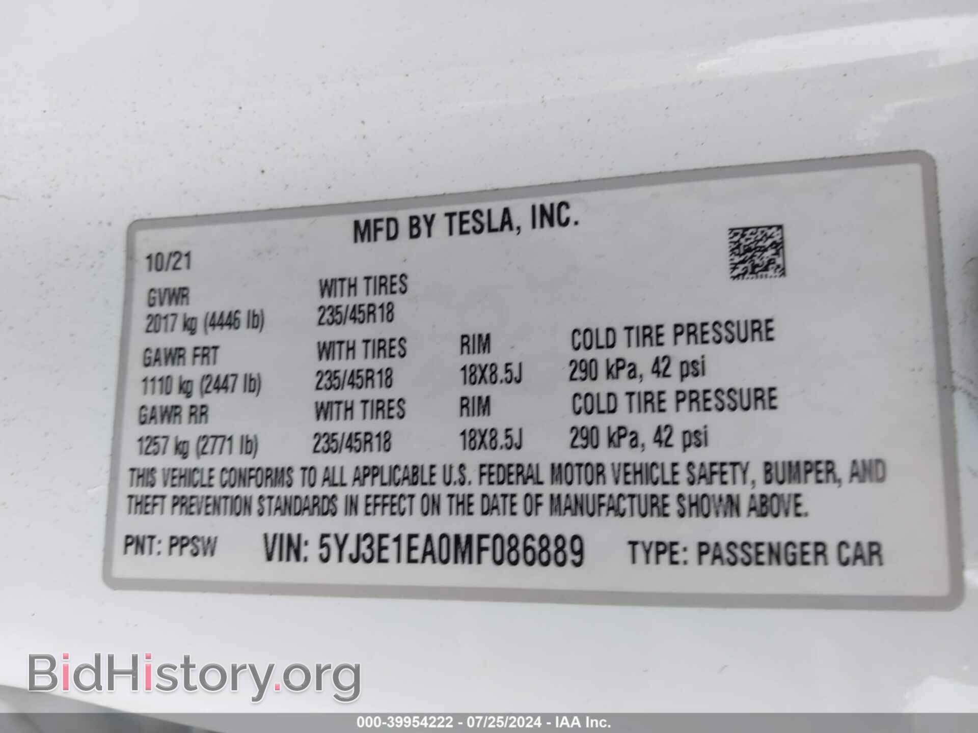 2021 TESLA MODEL 3 - VIN: 5YJ3E1EA0MF086889 - Photo 9